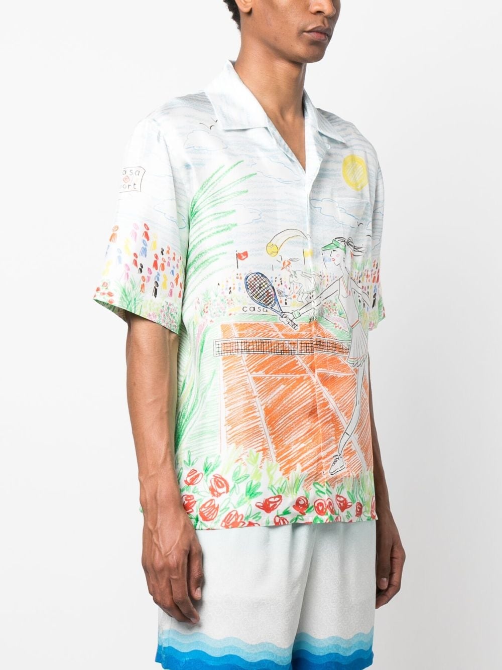 Tennis-print silk shirt - 3