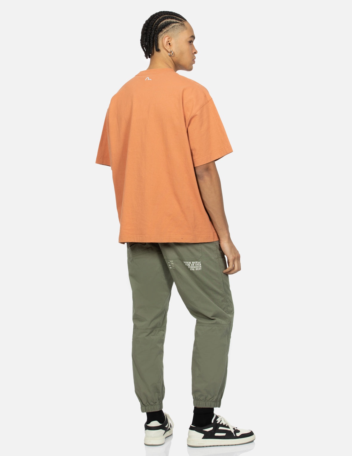 Seagull Appliqué Embroidery and Slogan Print Relax Fit Cargo Pants - 3