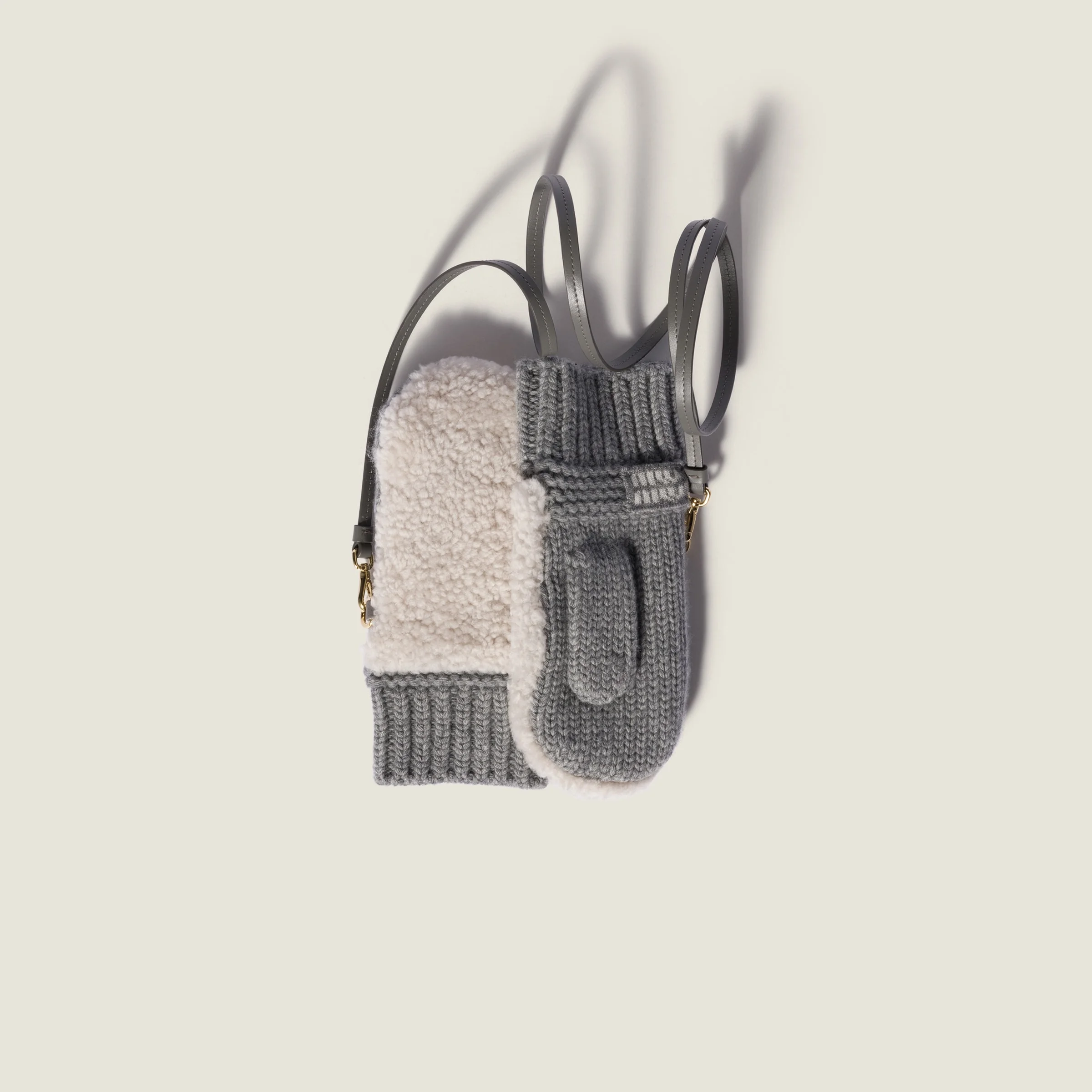 Wool, cashmere and shearling mittens - 1