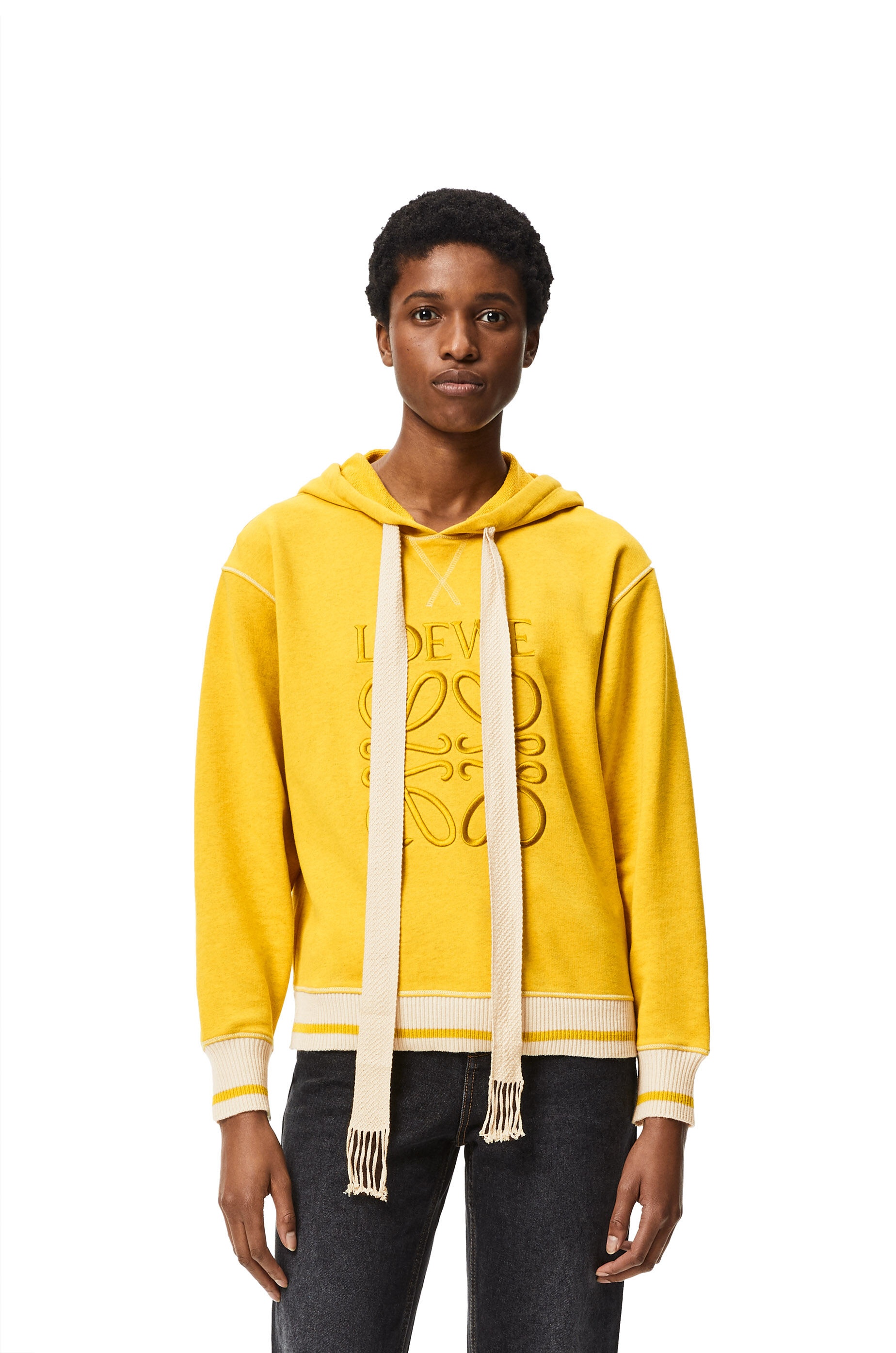 LOEWE anagram embroidered hoodie in cotton - 3