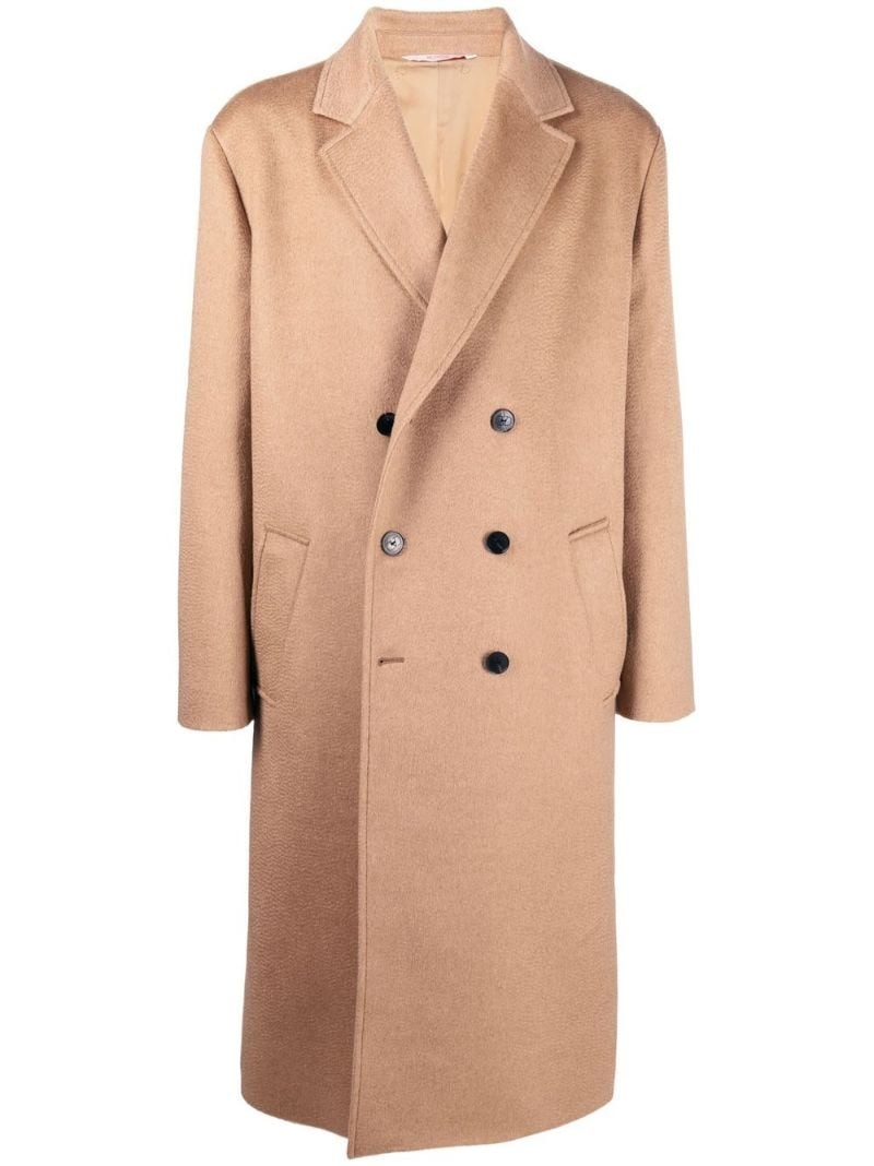 notched lapels double-breasted coat - 1