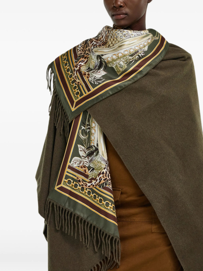 Ferragamo Feline Print Cashmere And Silk Reversible Cape 4