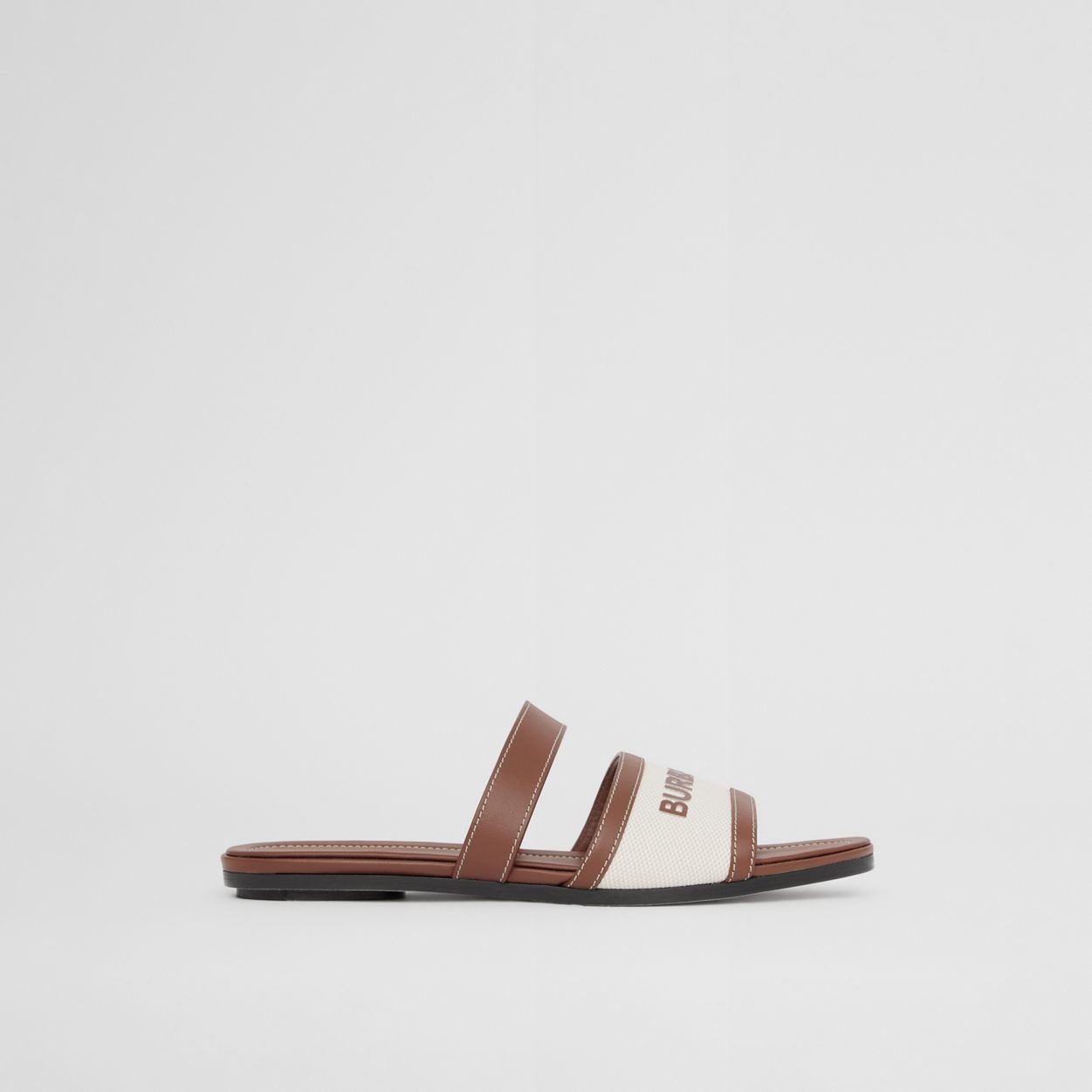Logo Print Canvas and Leather Sandals - 6