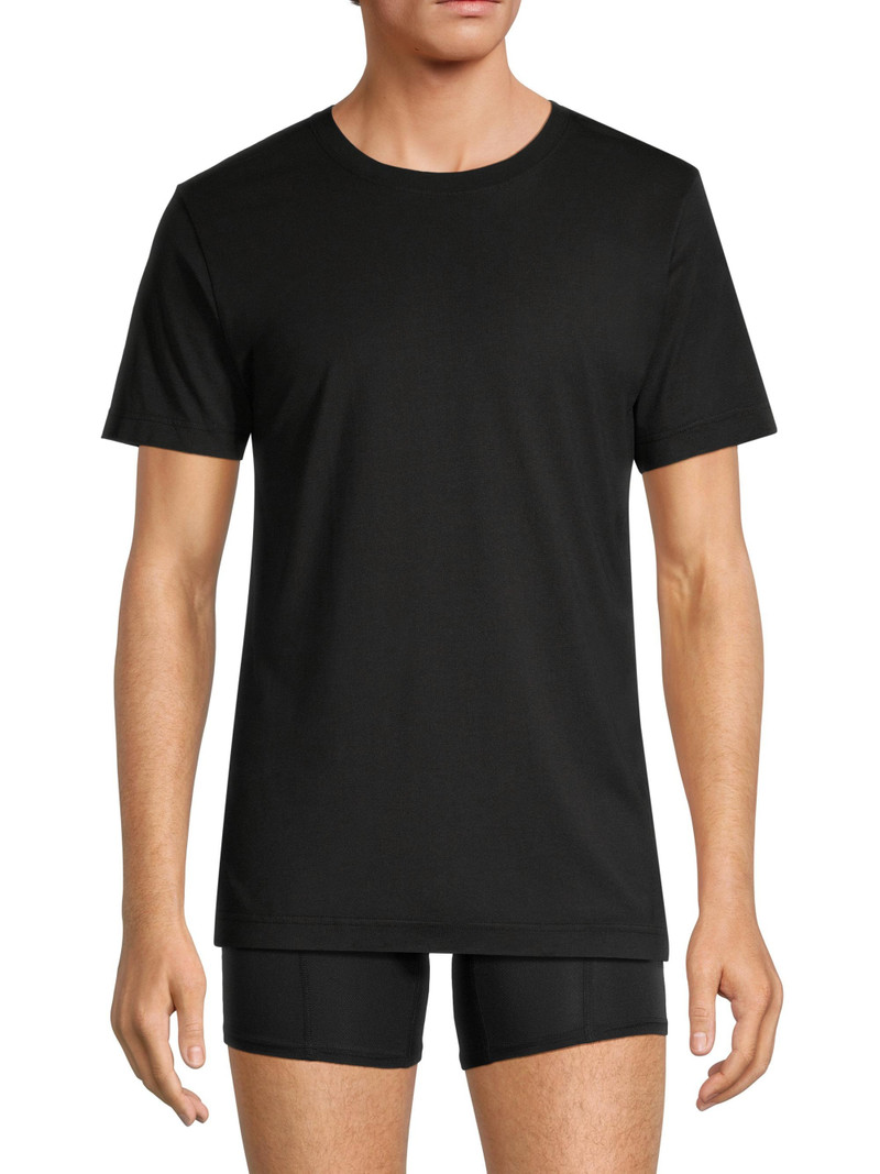 Men's Midweight 3-Piece Cotton-Blend T-Shirt Set - Black 3