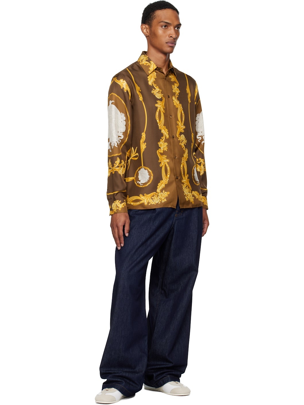 Brown Cameo Silk Shirt - 4