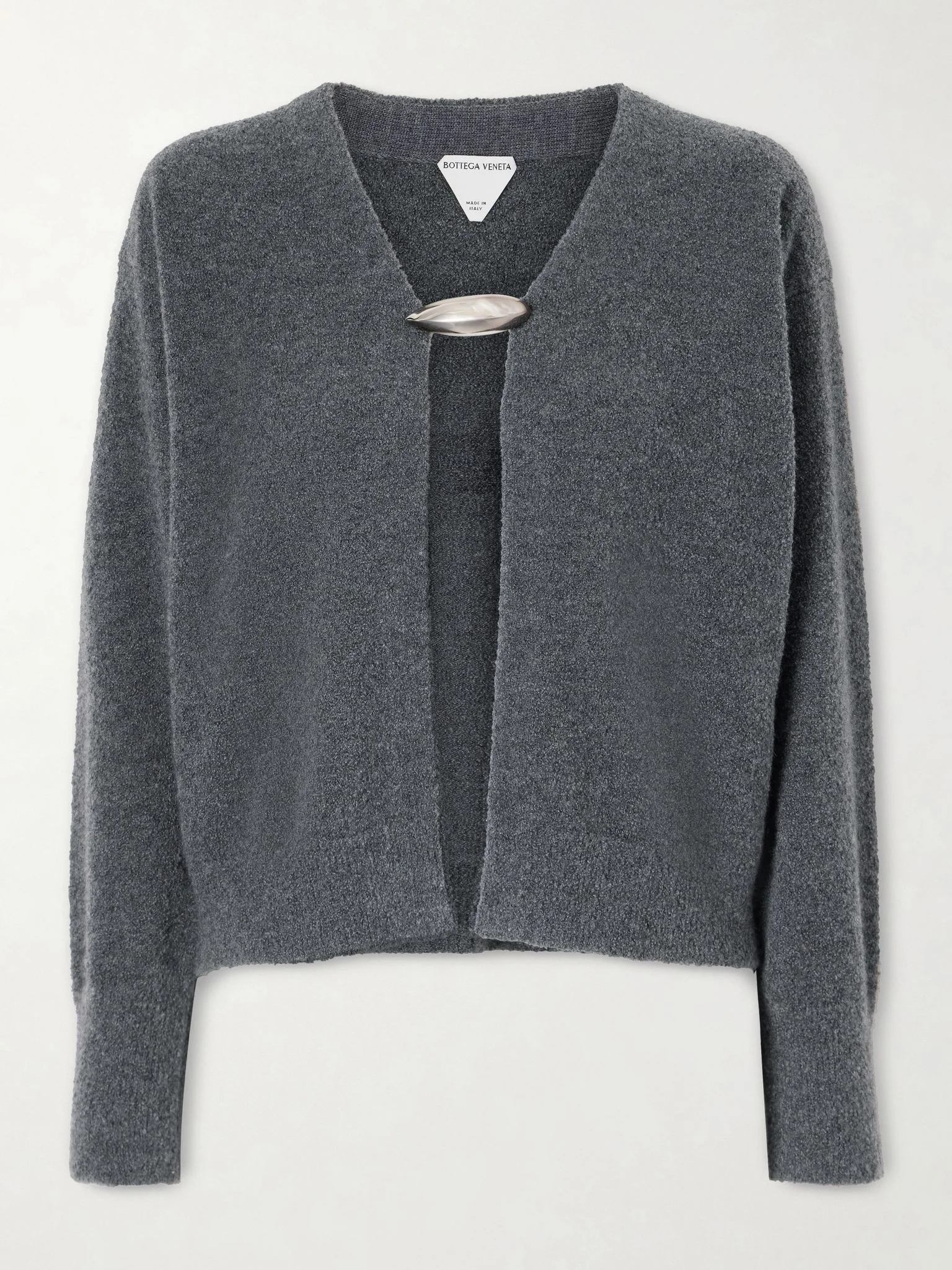 Embellished cashmere, wool and silk-blend cardigan Gray - 1