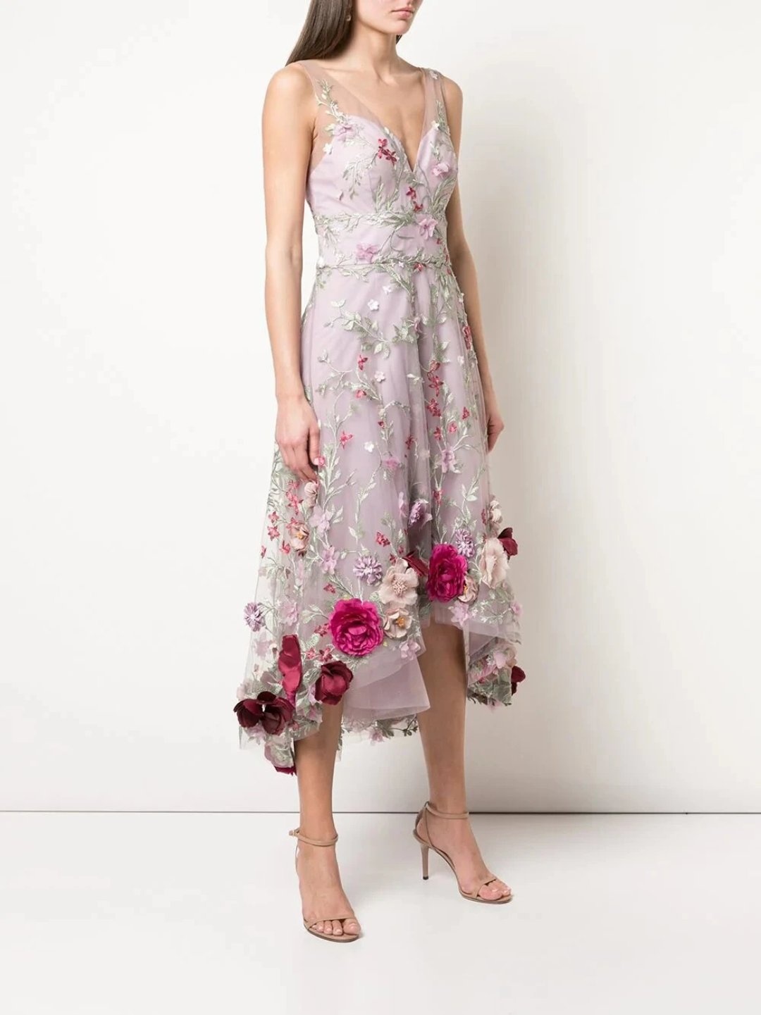 3D FLORAL EMBROIDERED HI-LOW COCKTAIL - 2