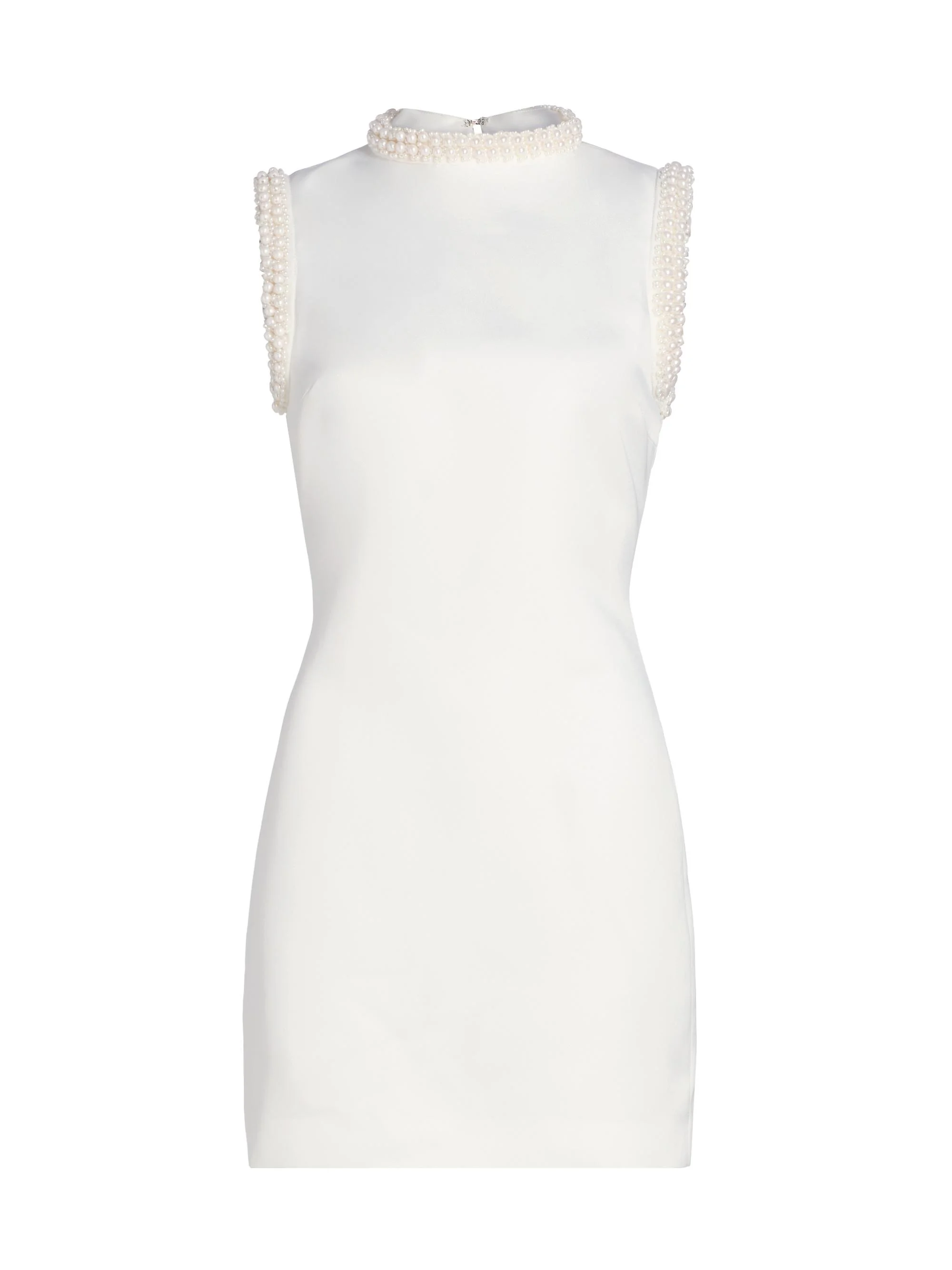 Women's Sia Pearl-Trim High-Neck Satin Minidress - White - 1