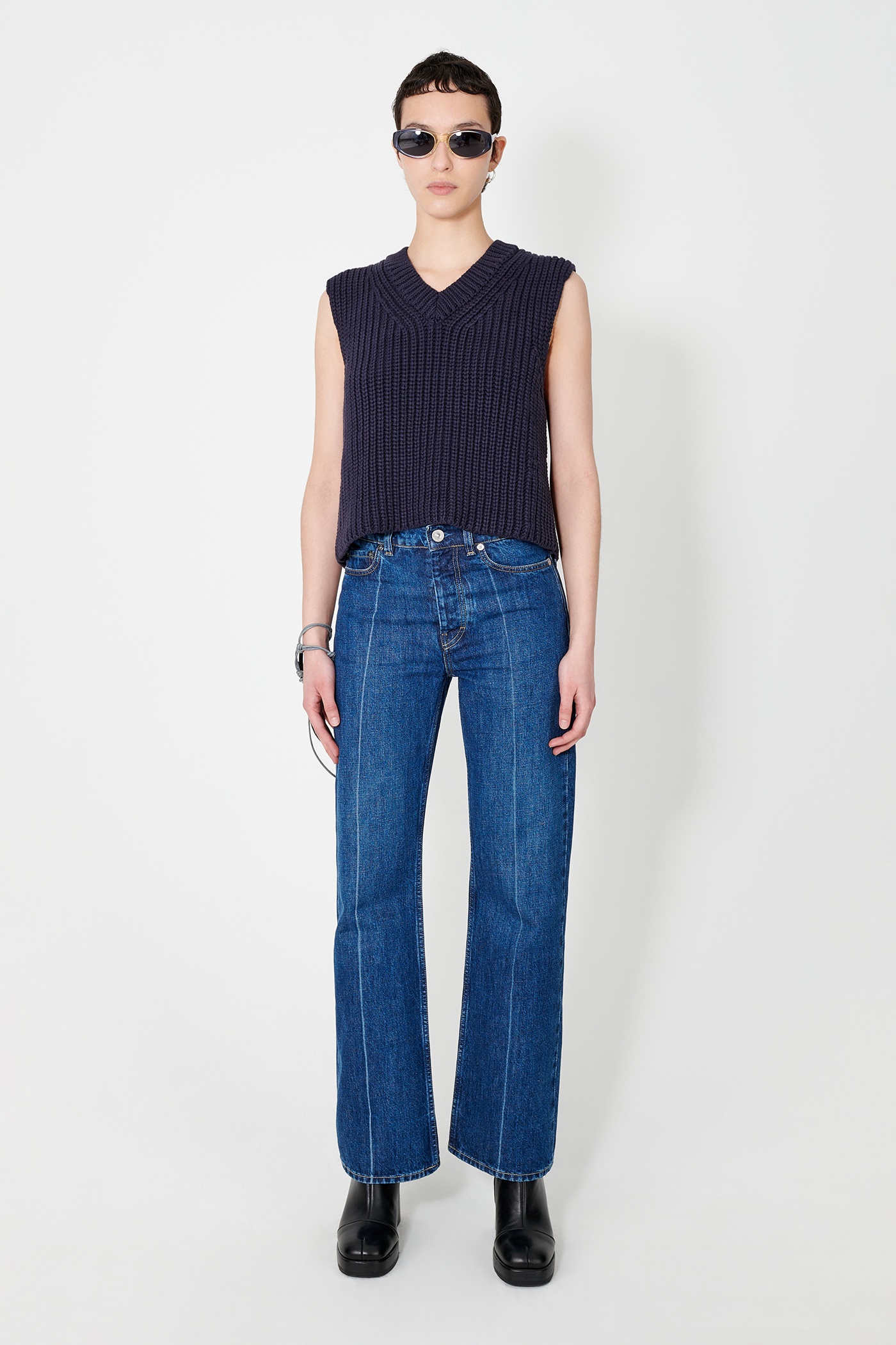 Boot Cut Mid Blue Crease Denim - 2