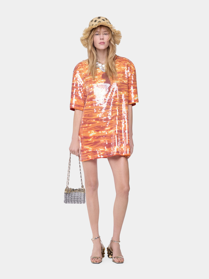 T-SHIRT MINI DRESS IN COTTON AND SEQUINS 1