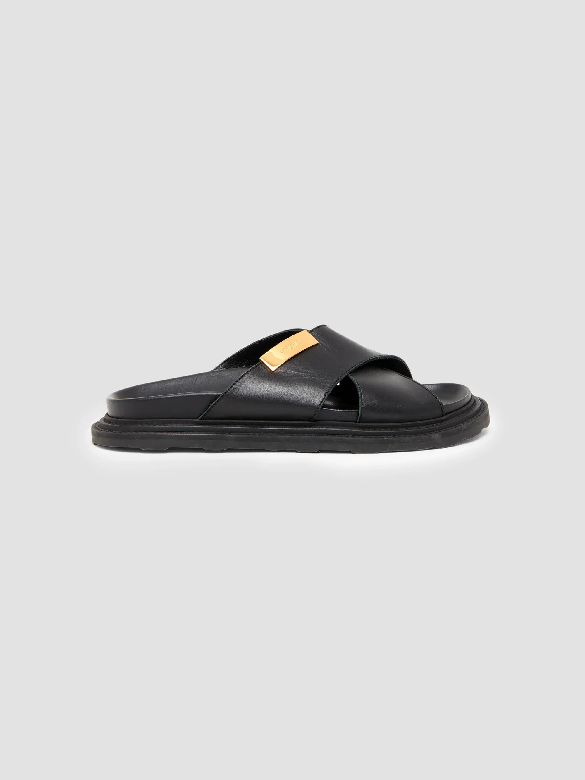 Men's Faux-Leather Mule Sandals - Black - 1
