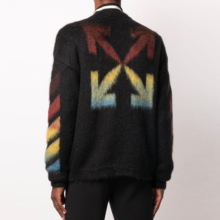 Off-White Gradient Slogan Logo Sweater Men's Black OMHA036F20KNI0011087 - 4