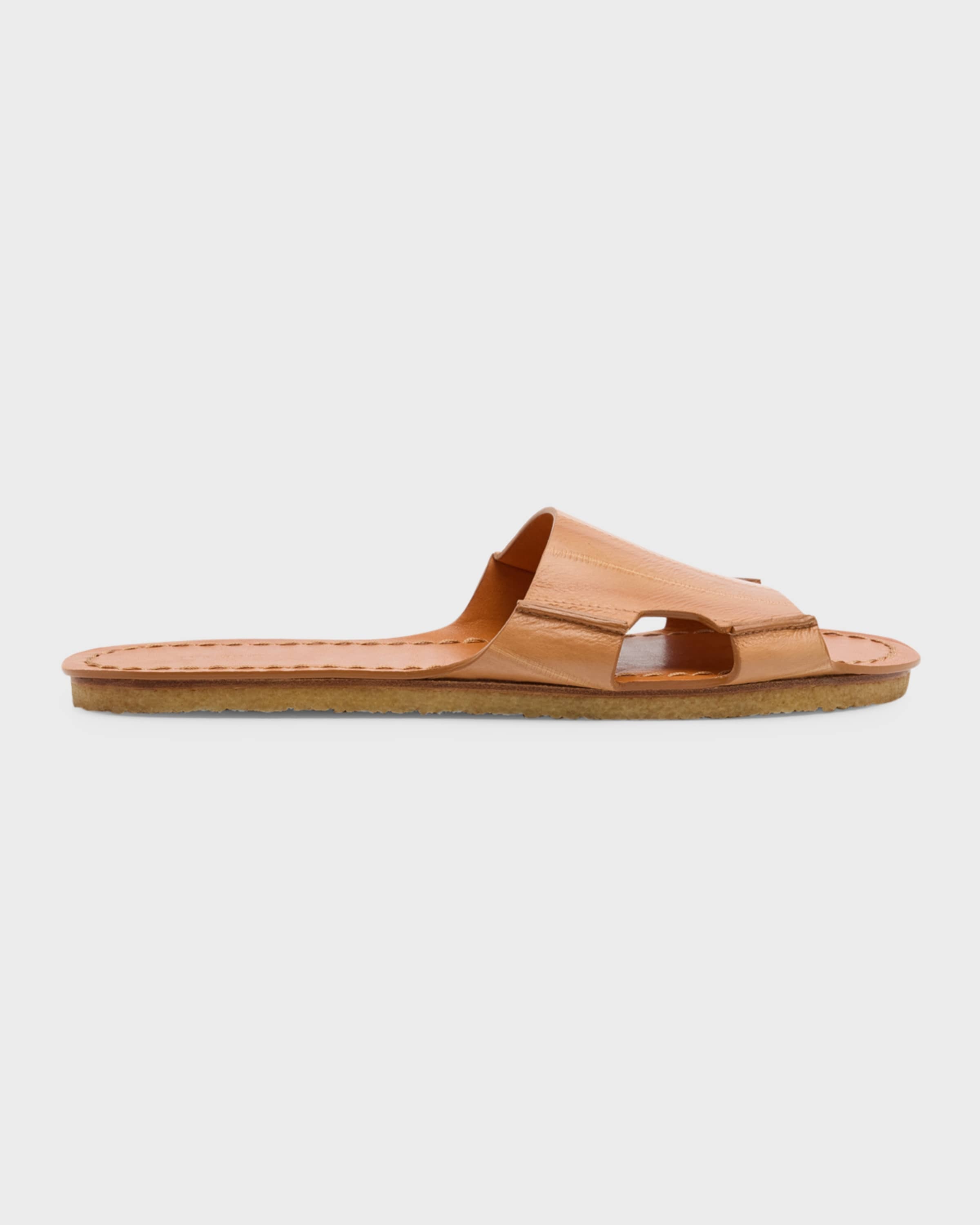 Gene Leather Cutout Flat Sandals - 1