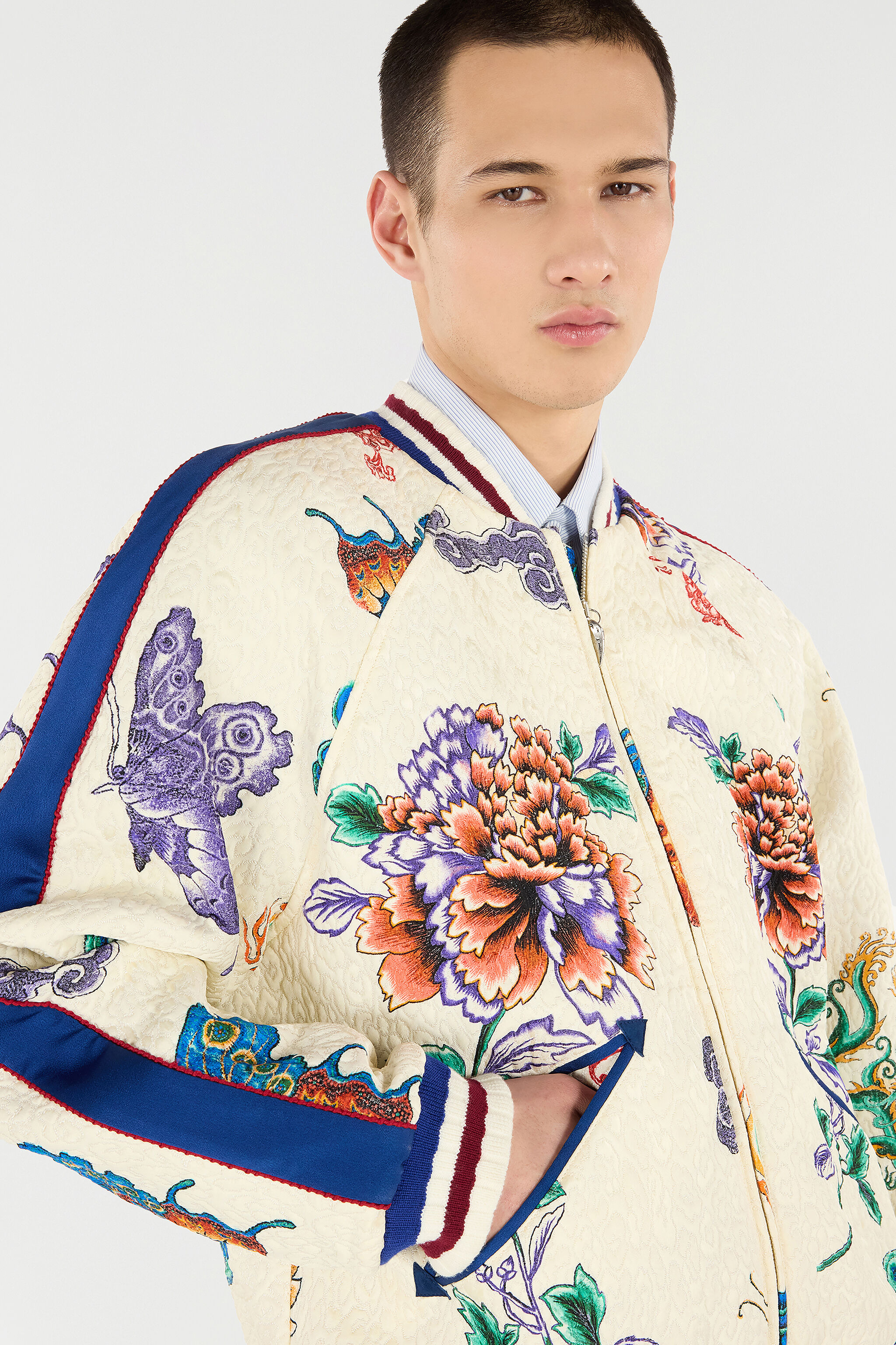 Bomber Jacket With Dragon, Flowers And Butterflies - 6