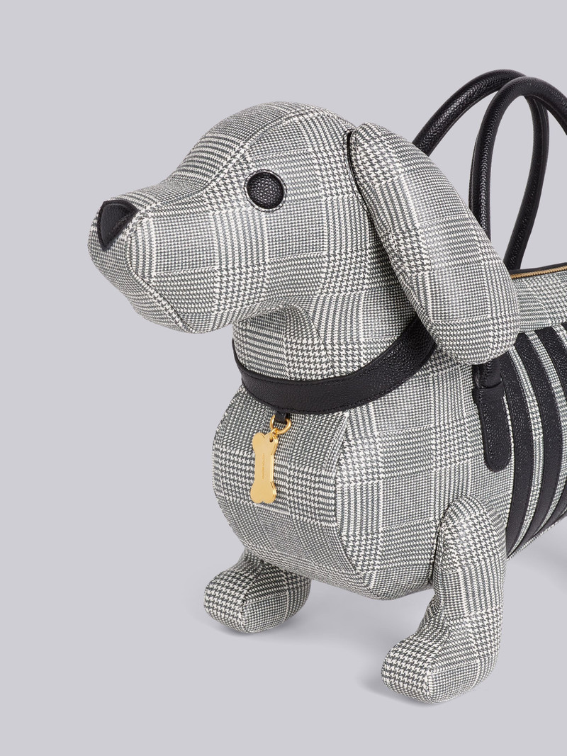 Thom Browne Black and White Calfskin Pebbled Prince of Wales 4-Bar Hector Bag outlook