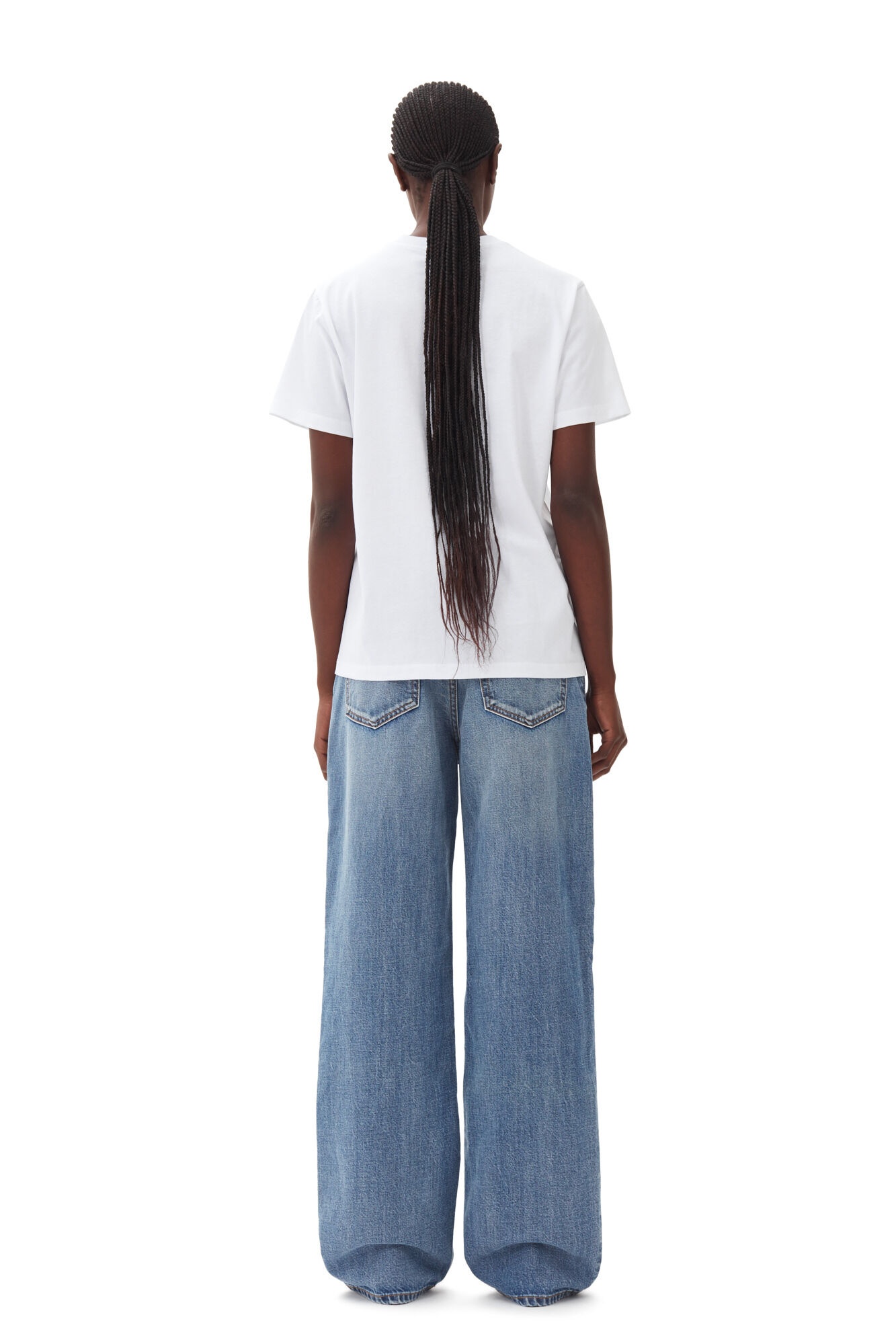 WHITE BASIC JERSEY CHERRY RELAXED T-SHIRT - 6