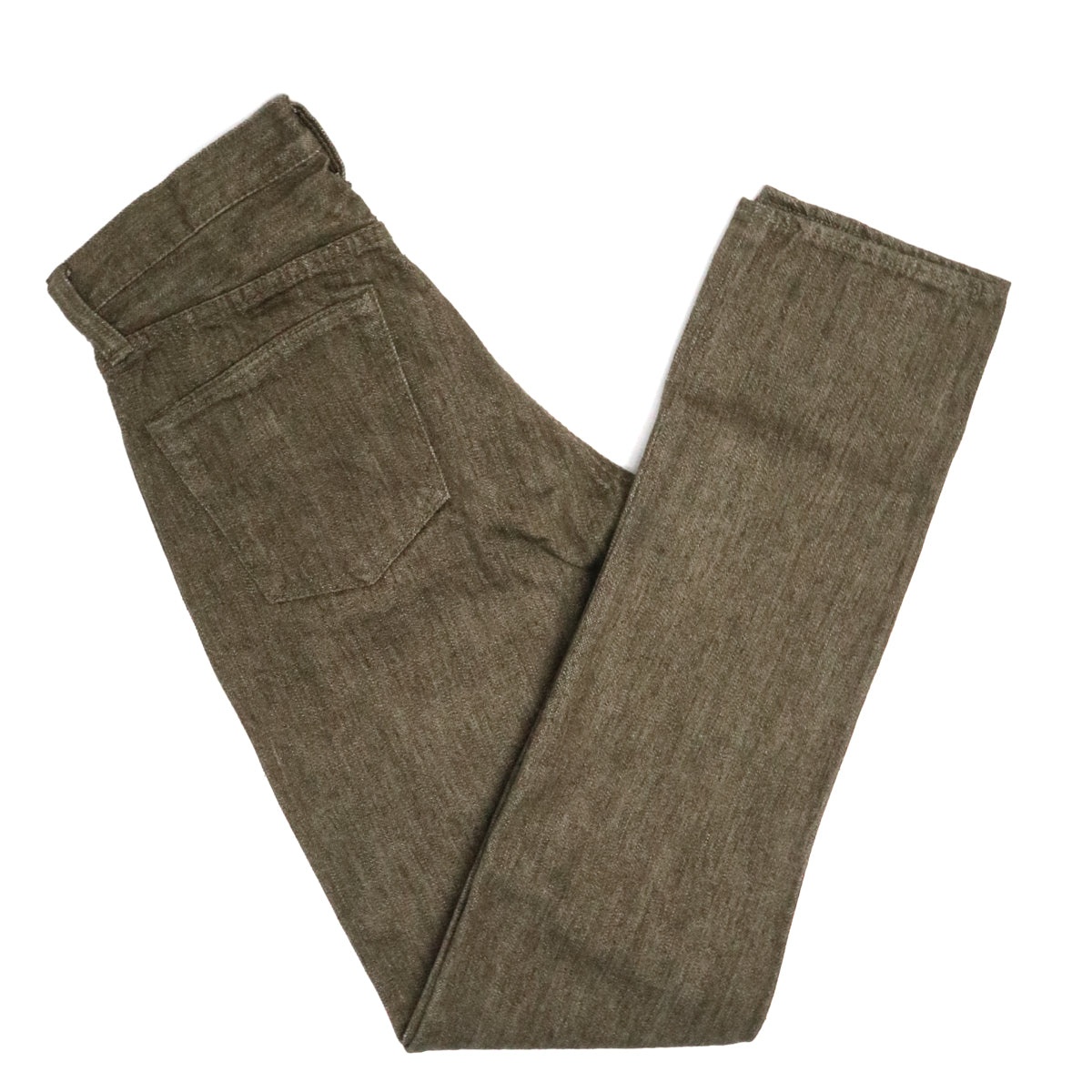 OL-14oz-019 14oz Selvedge Denim Relax Tapered Olive x White - 2