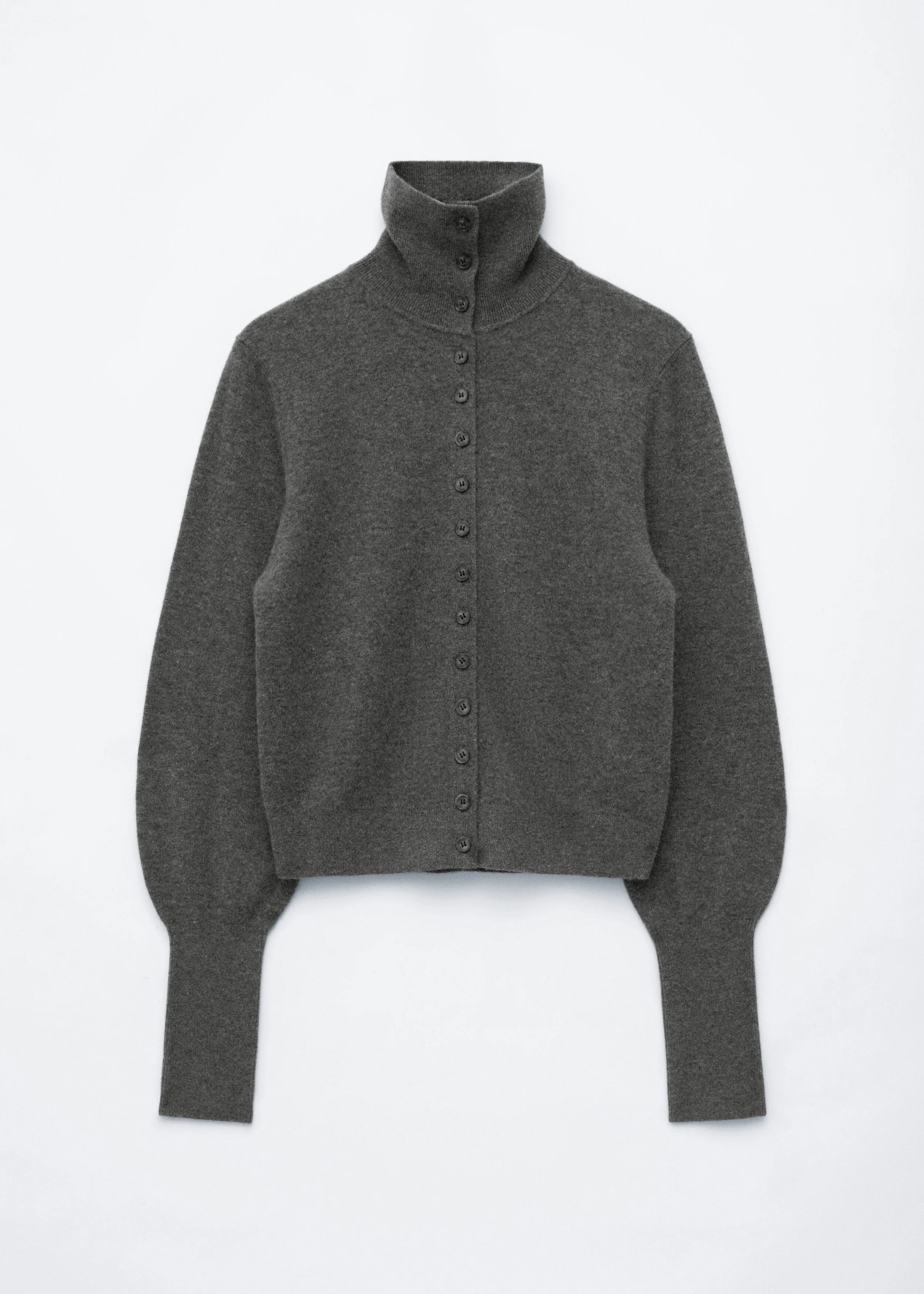 High-Neck Wool Cardigan - 1