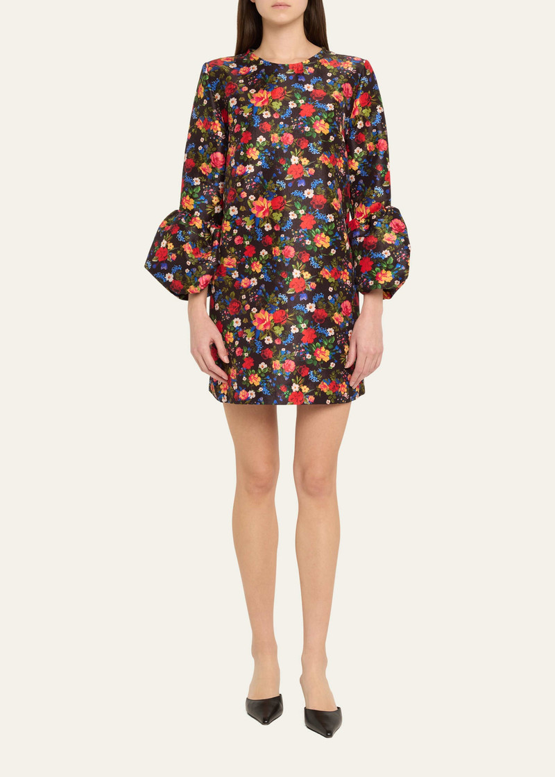 KIKA VARGAS Florence Floral Long-Sleeve Short Dress outlook