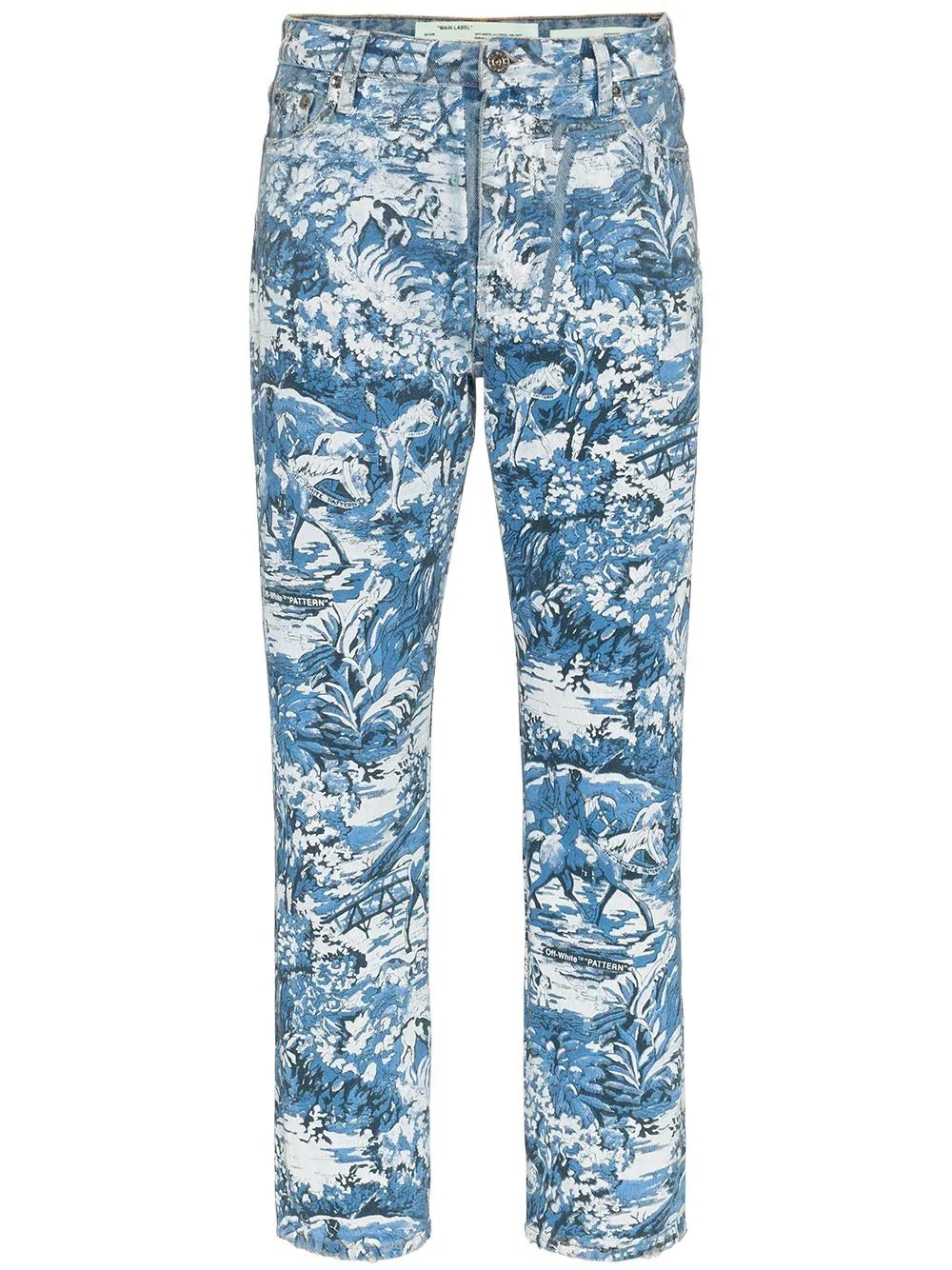 floral-print straight-leg jeans - 1