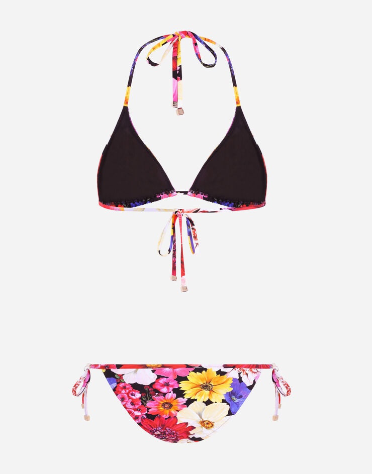 Garden-print triangle bikini - 3