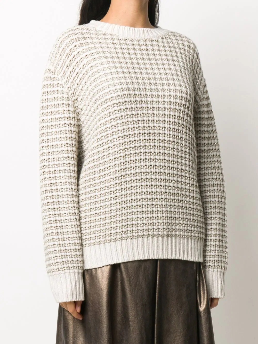 metallic textured knit jumper - 3