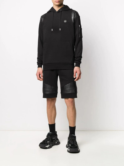 PHILIPP PLEIN quilted panel logo hoodie outlook