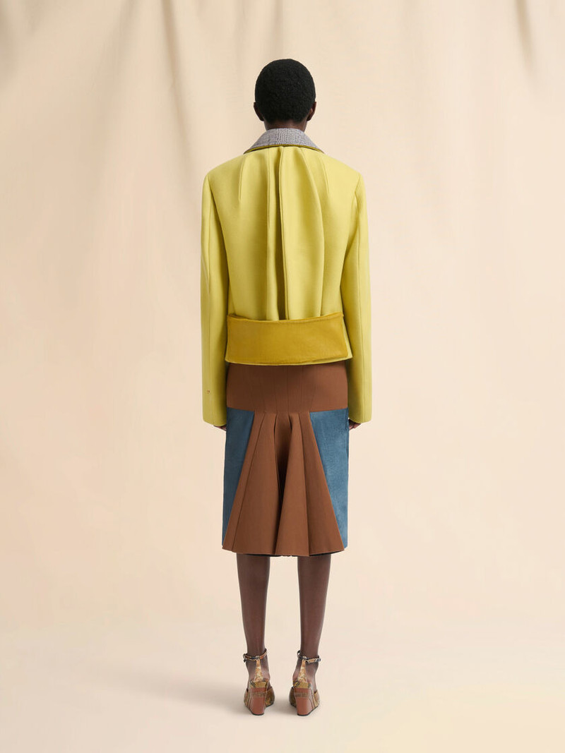 YELLOW WOOL FELT JACKET WITH LEATHER DETAILS 3