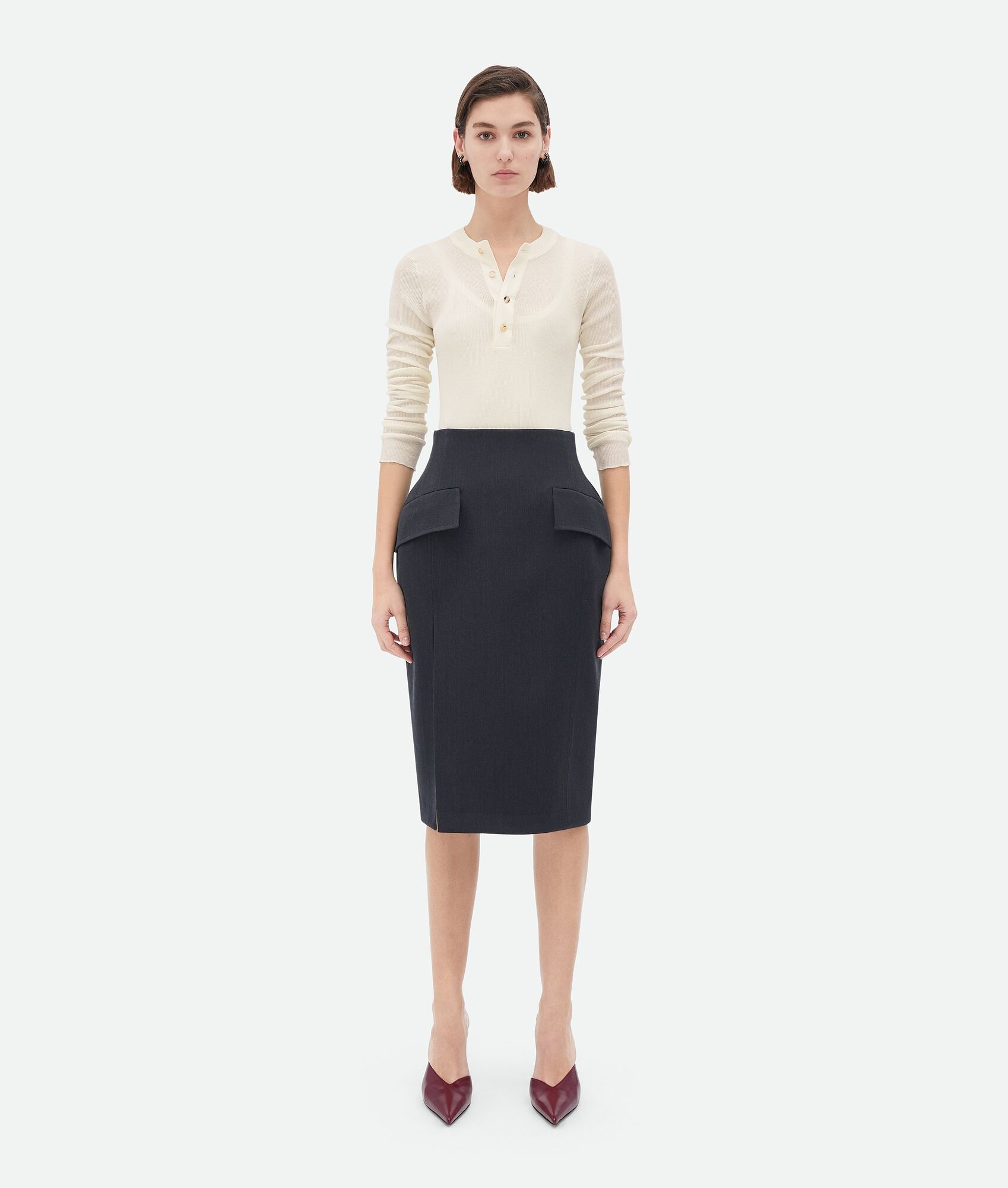 Sculptural Fit Light Wool Midi Skirt - 1