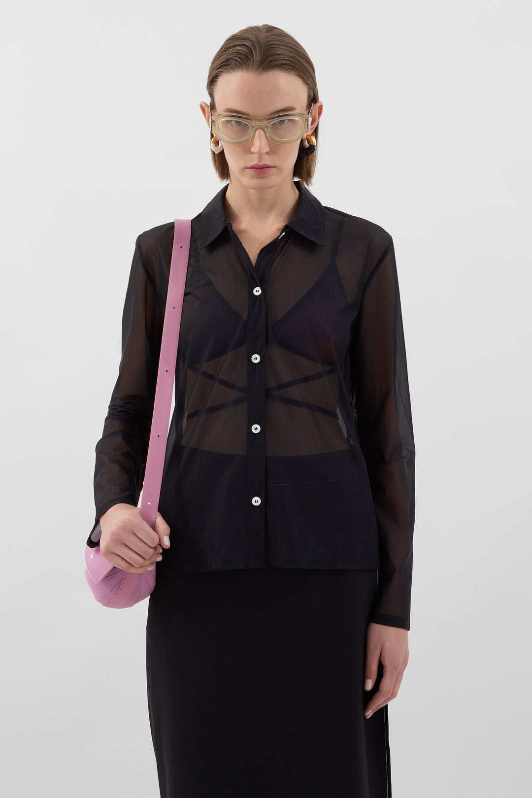 SHEER TULLE SHIRT / black - 2