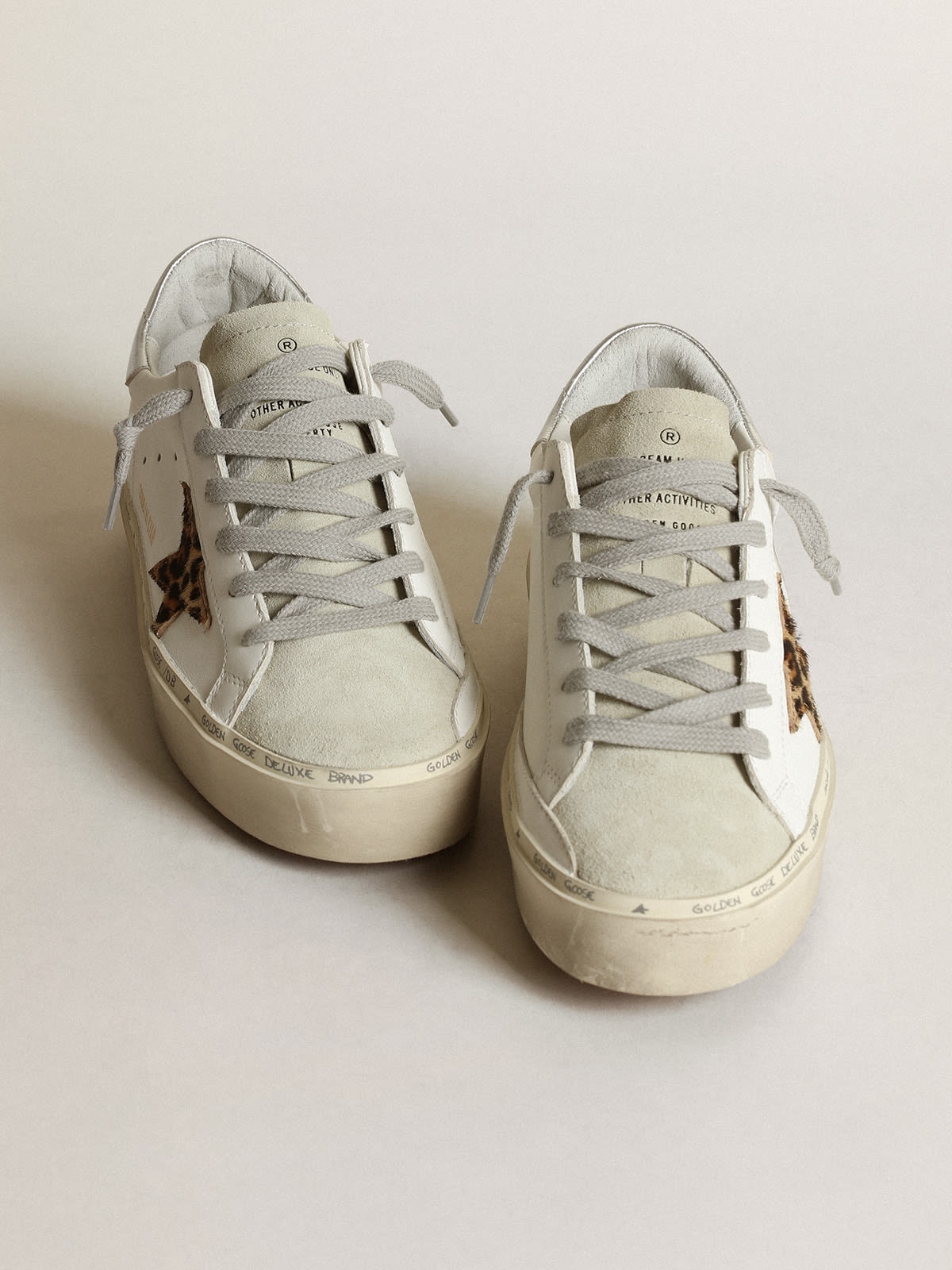 Golden Goose Hi Star sneakers with leopard-print pony skin star ...