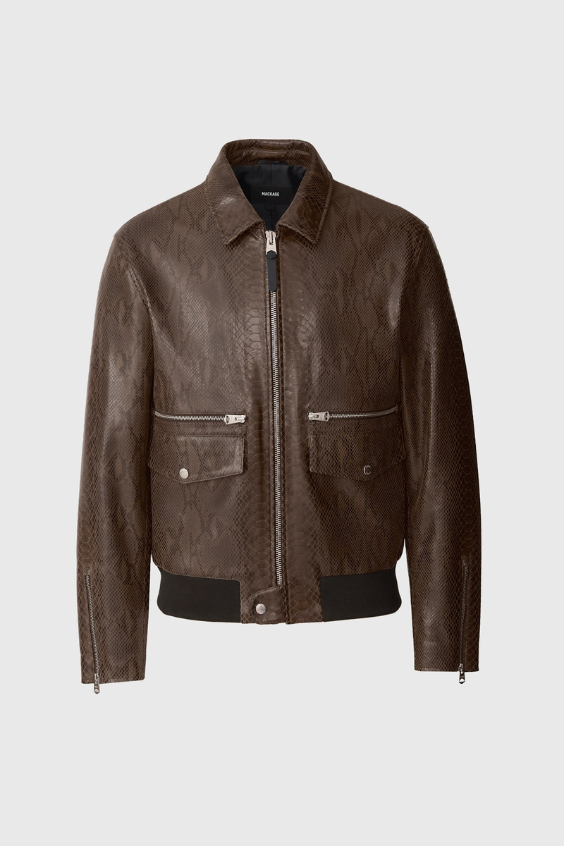 JAKARI-SNK Snake Pattern Leather Zip Jacket 1