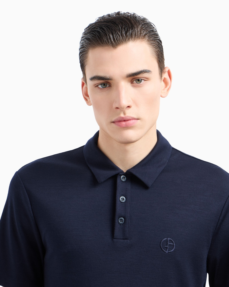 Short-sleeved polo shirt in virgin-wool interlock 5