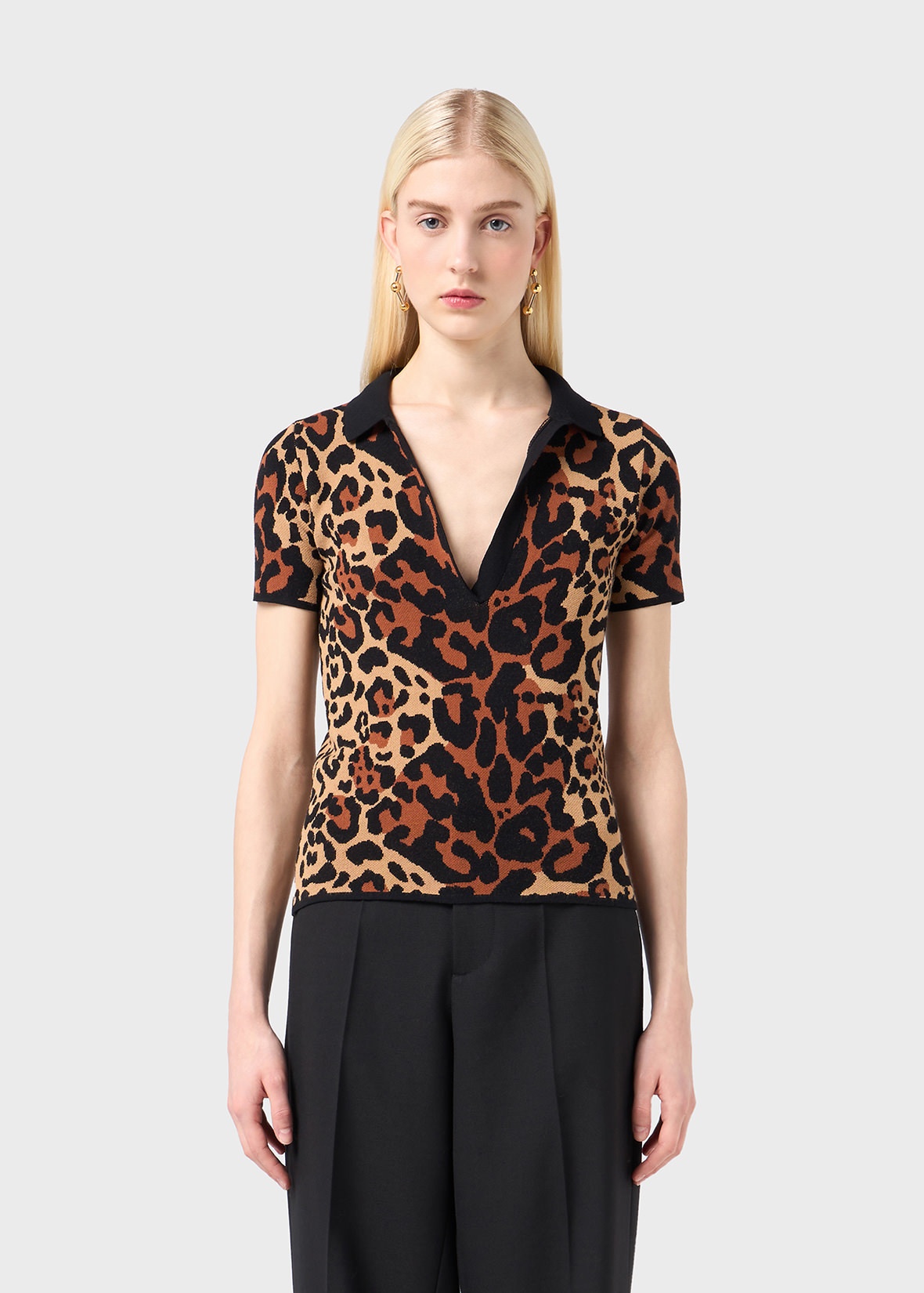 ANIMALIER PRINT VISCOSE POLO SHIRT - 3