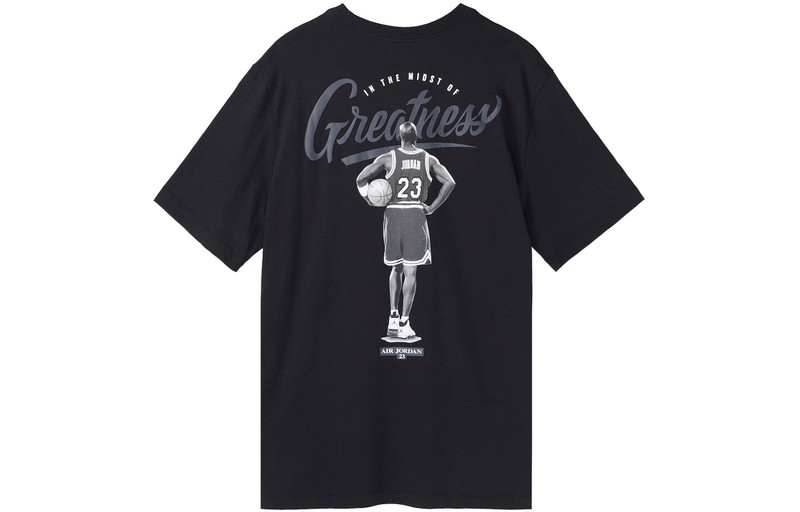 Jordan Air Jordan Back Print Basketball Short Sleeve Male Black CI0079-010 outlook