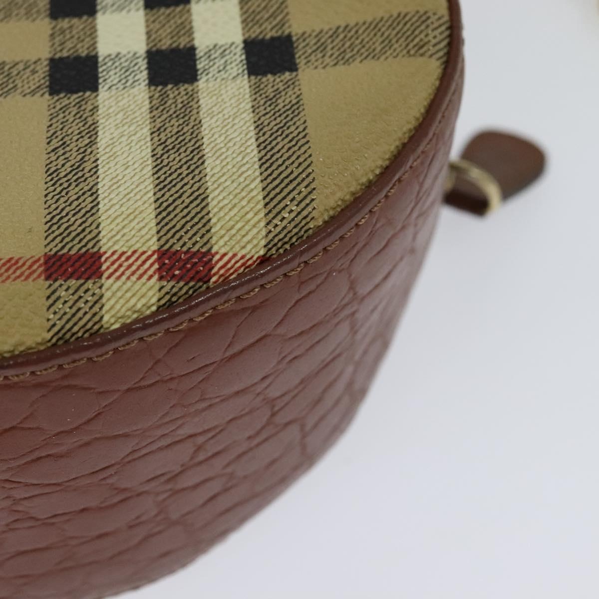 Burberry Nova Check Chain Shoulder Bag Pvc Leather Brown Beige - 16