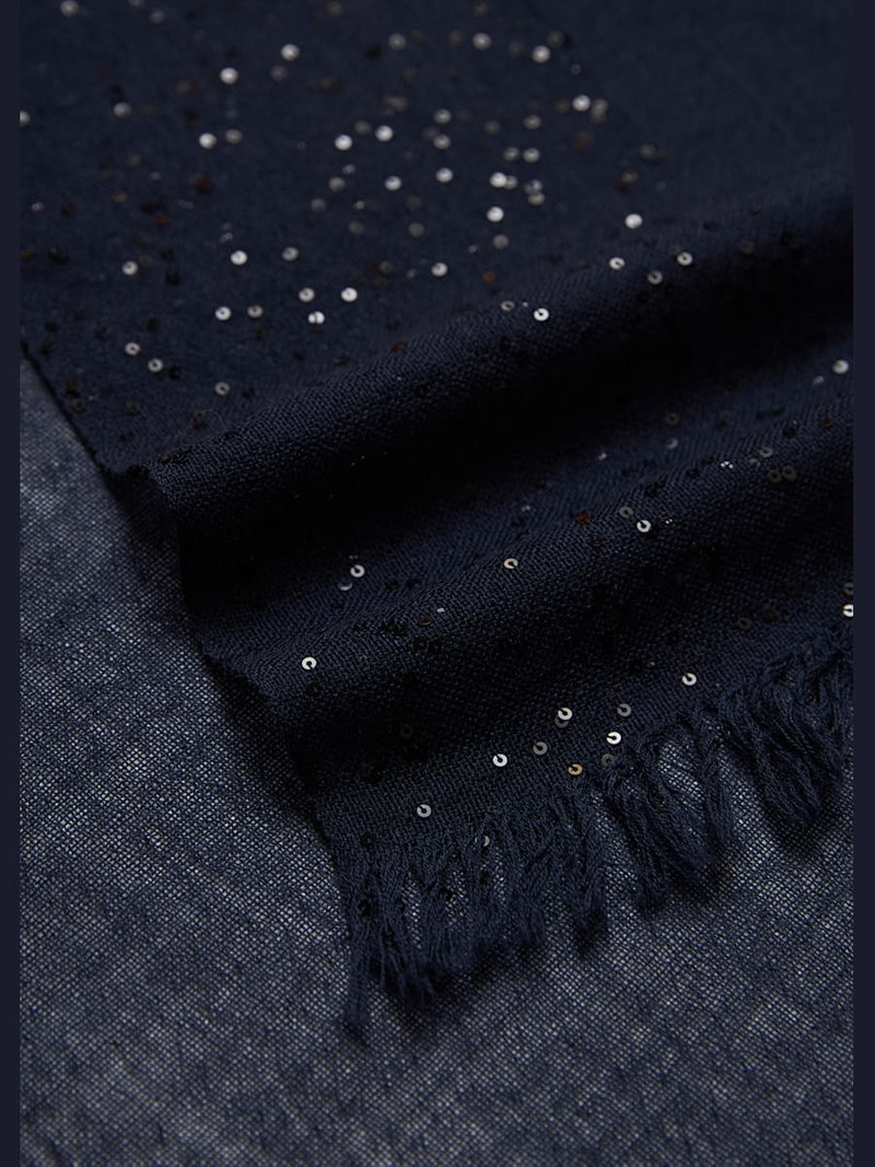 Faliero Sarti New Dalia Sequined Wool-Blend Scarf outlook