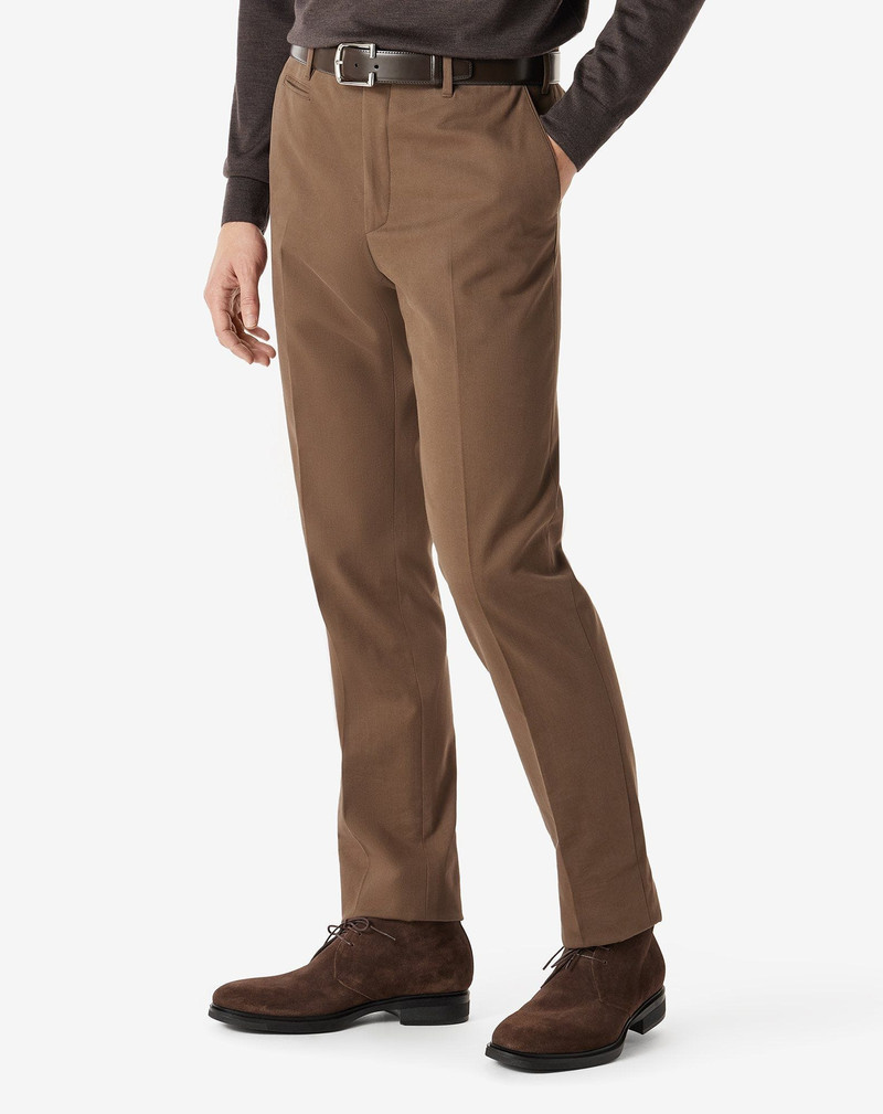 Brown cotton gabardine and cashmere trousers 3