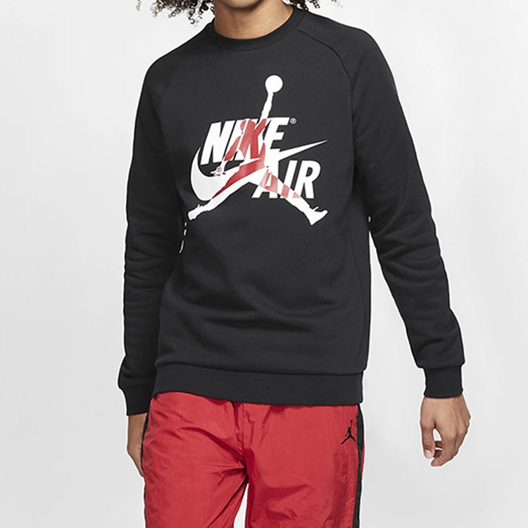 Men's Jordan Air Flying Man Printing Knit Round Neck Pullover Black BV6007-010 - 3