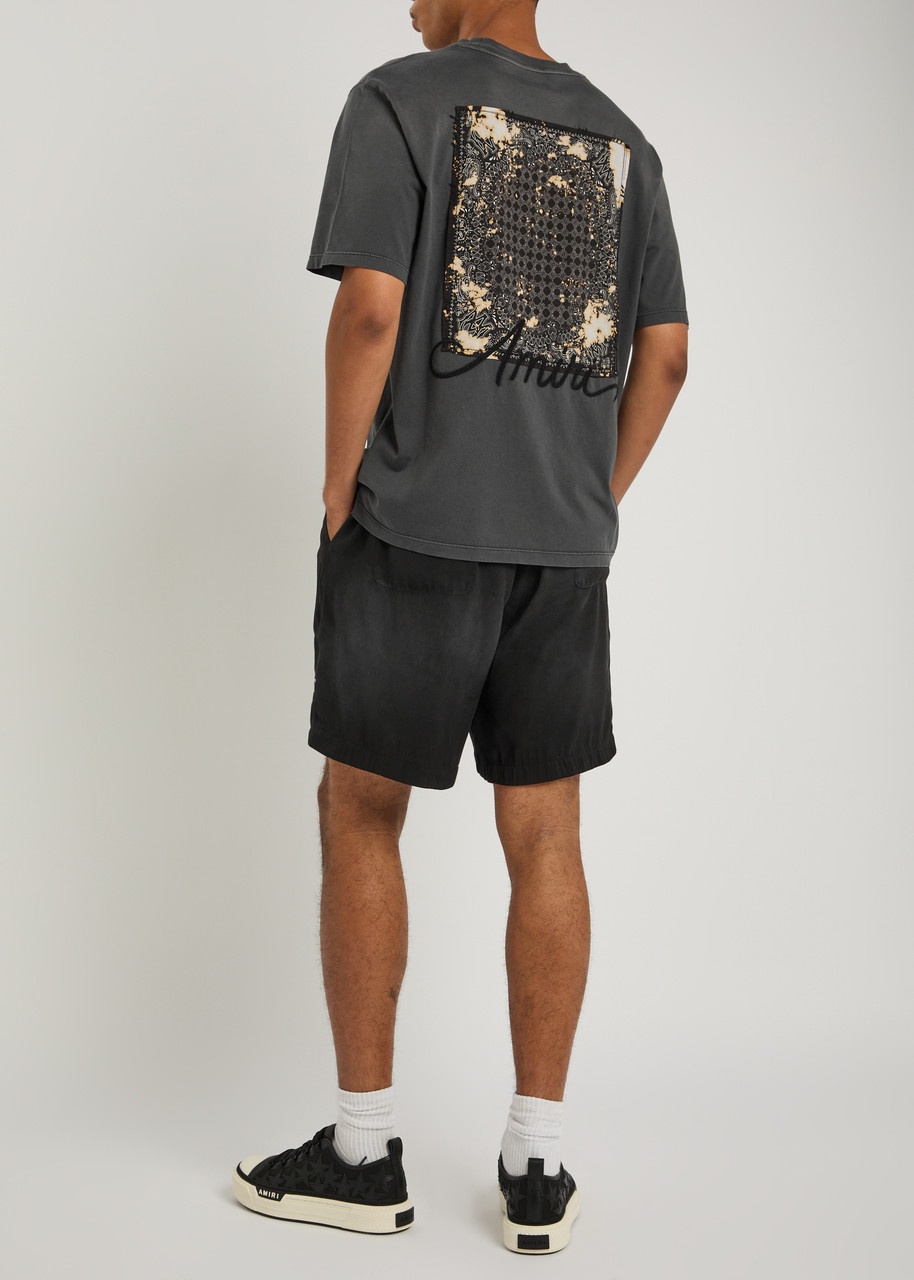 Amiri Bleach Bandana Patch Logo Cotton T-shirt - 4