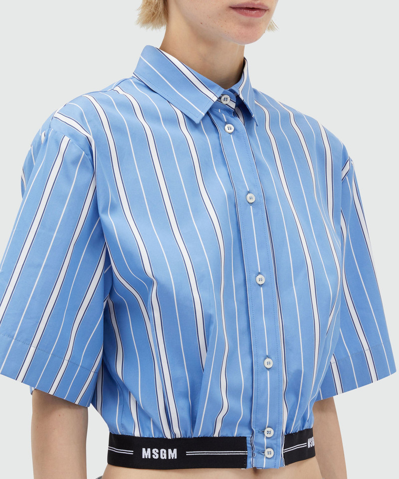Cropped shirt in striped poplin with MSGM elastic 5