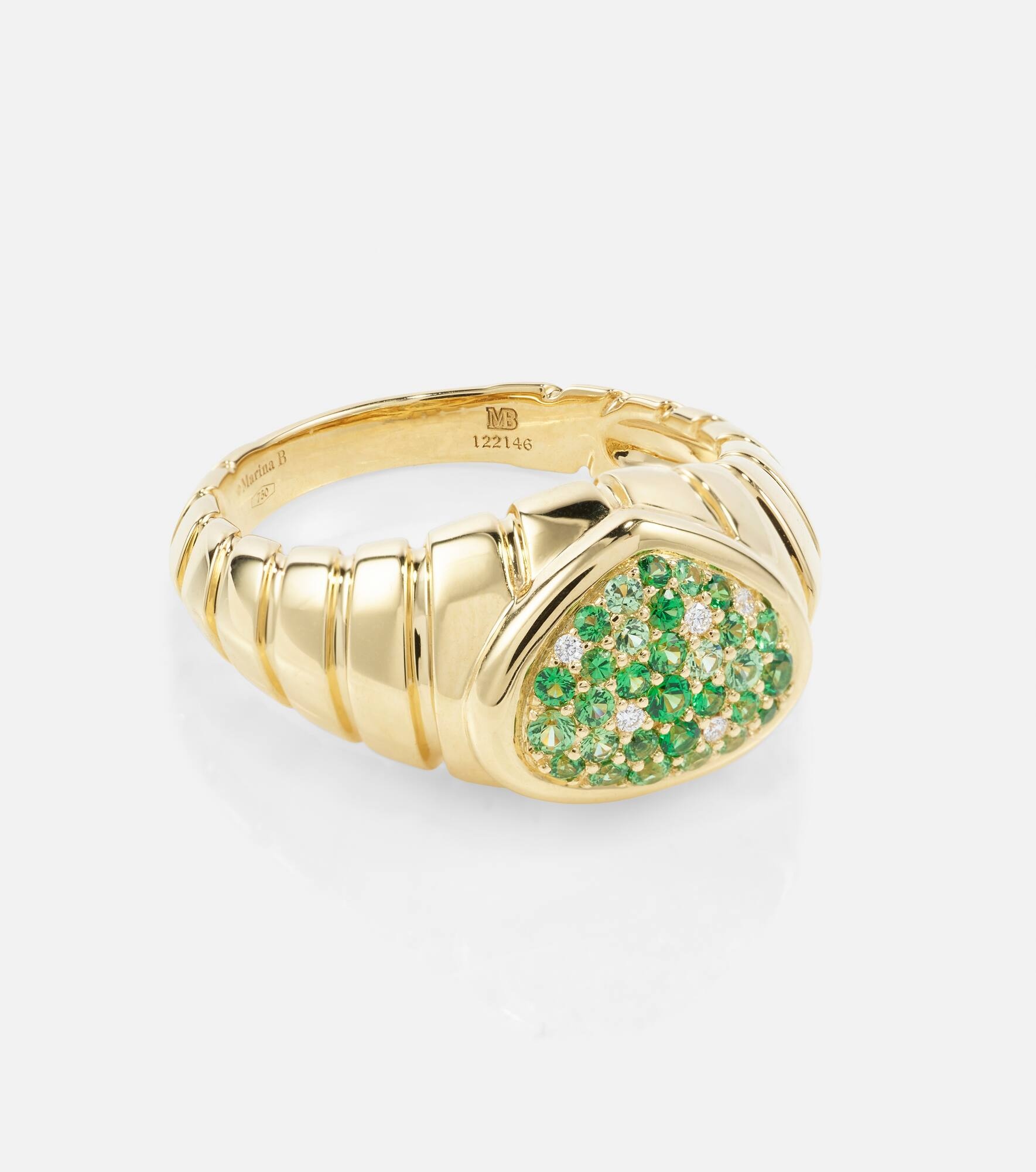 Timo 18kt gold ring with tsavorites and diamonds - 4