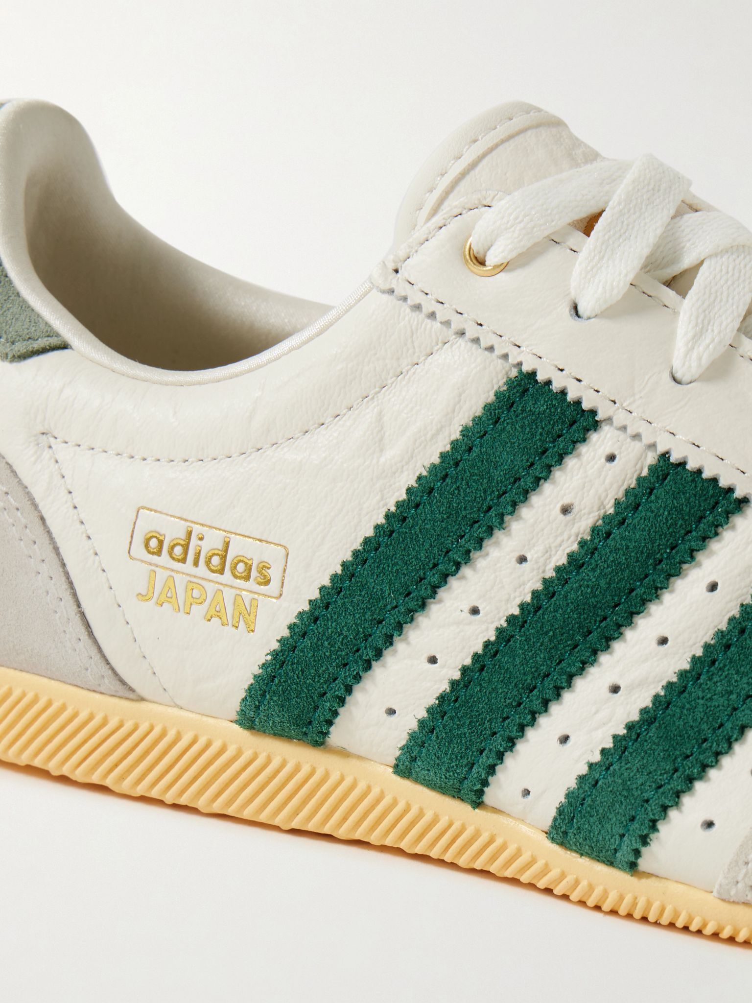 Japan suede-trimmed perforated leather sneakers Off-white - 4
