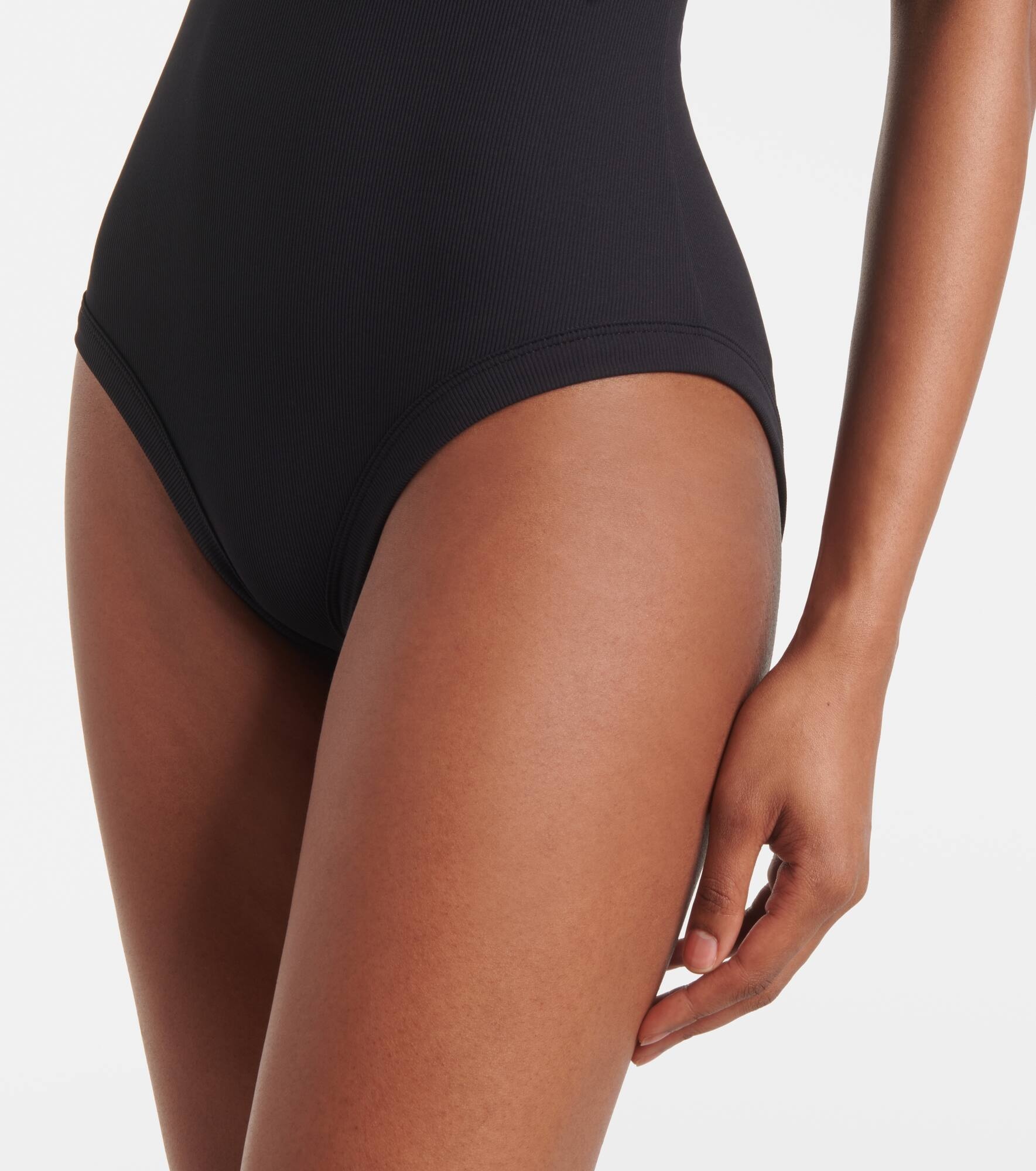 Curved ribbed-knit jersey swimsuit - 5