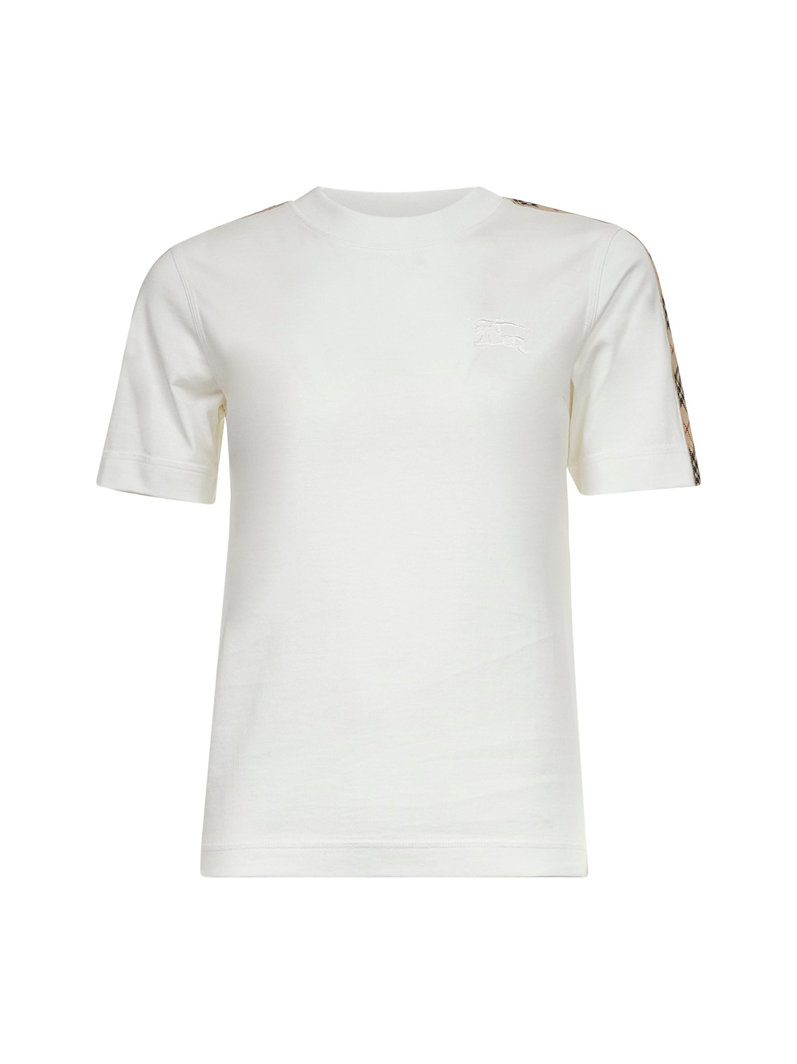 Burberry White cotton Check trims T-shirt | danielloboutique