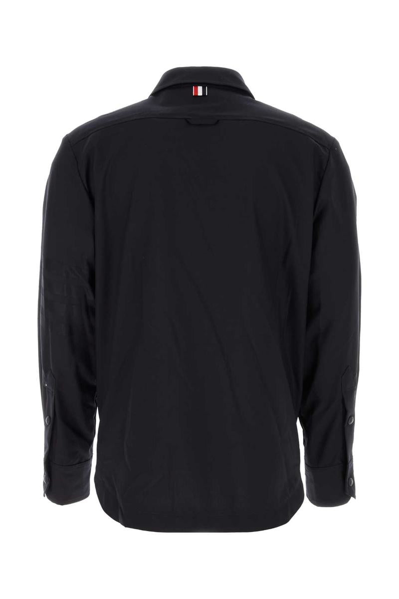 Tシャツ・カットソー THOM BROWNE Midnight blue wool shirt (MJO055A06146 420) Thom Browne THOM BROWNE SHIRTS | baltini | REVERSIBLE