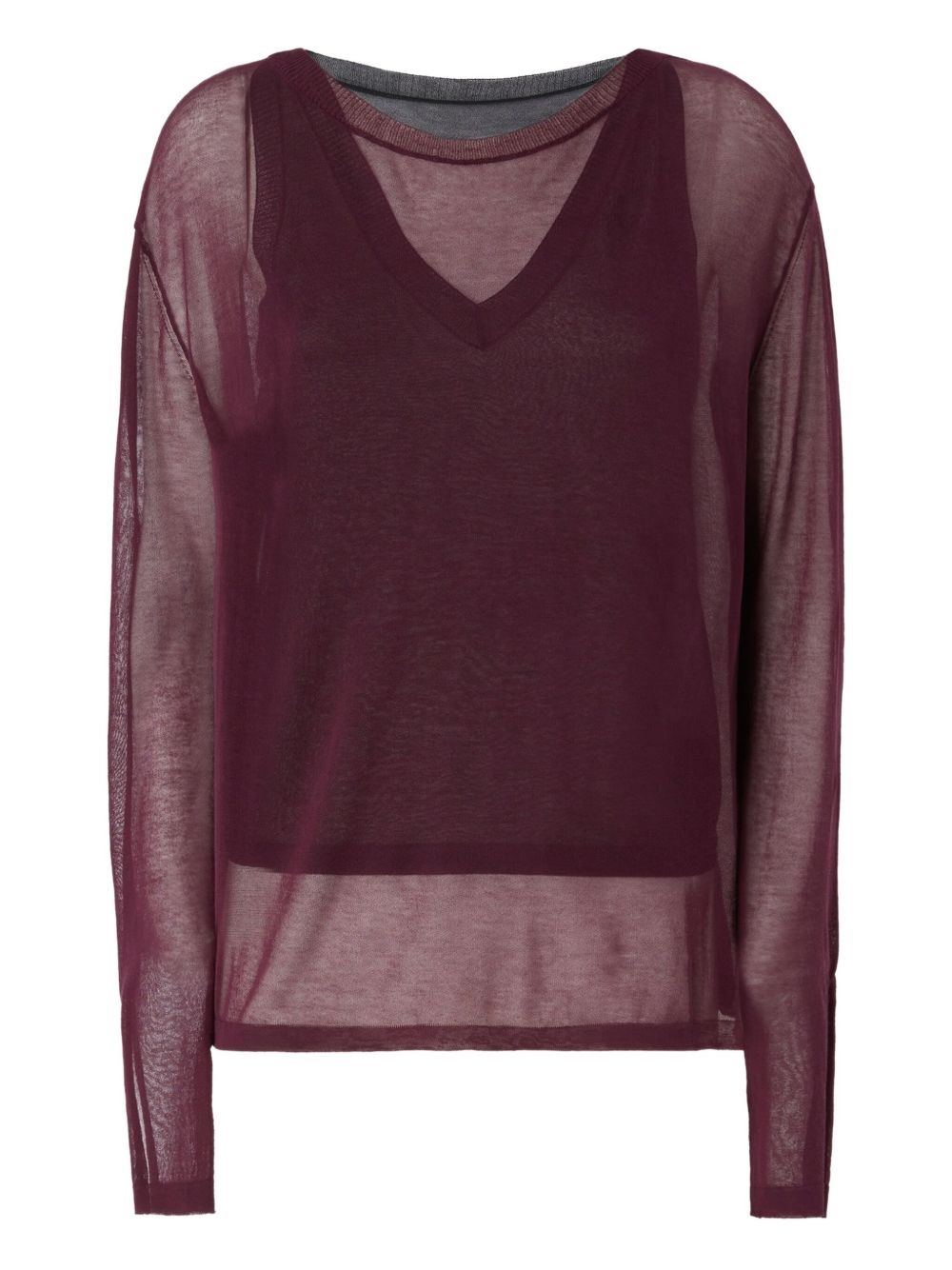 semi-sheer long-sleeve top - 1