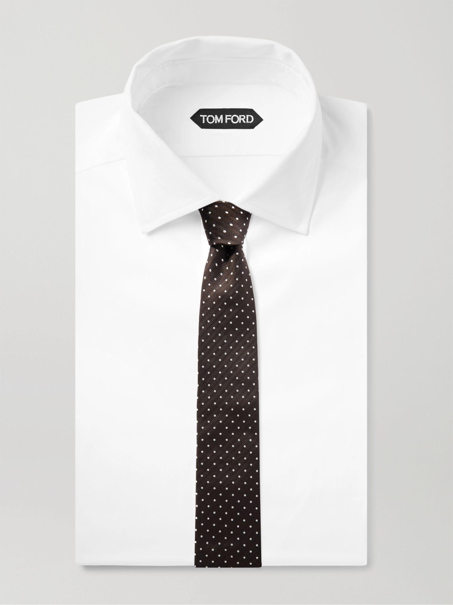 8cm Polka-Dot Silk-Twill Tie Brown - 2