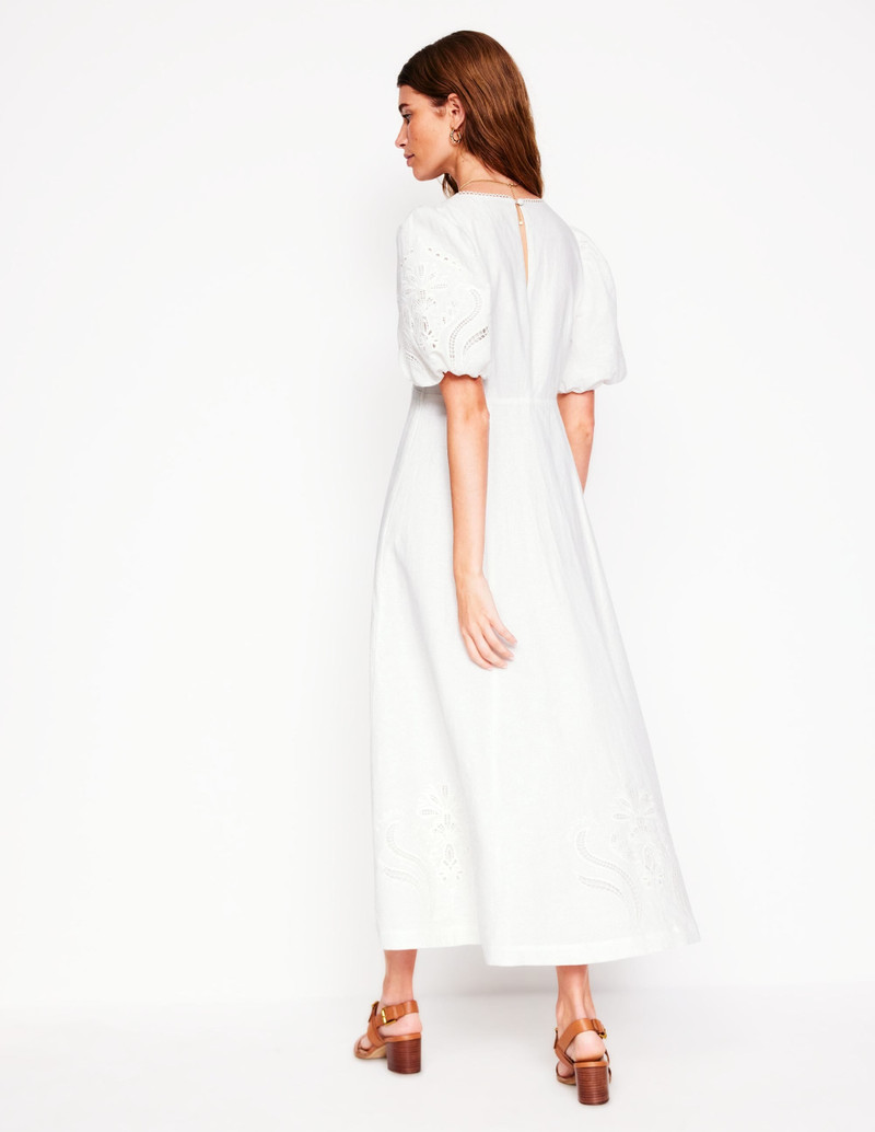 Empire Broderie Tea Dress-White 4