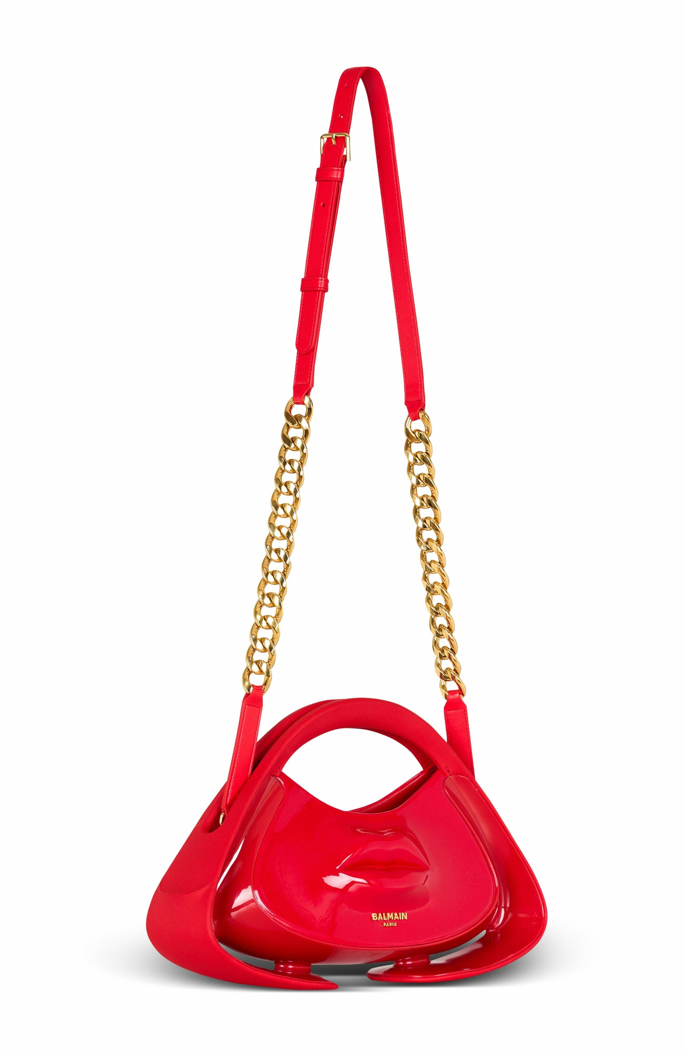 Balmain Medium Jolie Madame Lips Patent Top Handle Bag in Red at Nordstrom - 3
